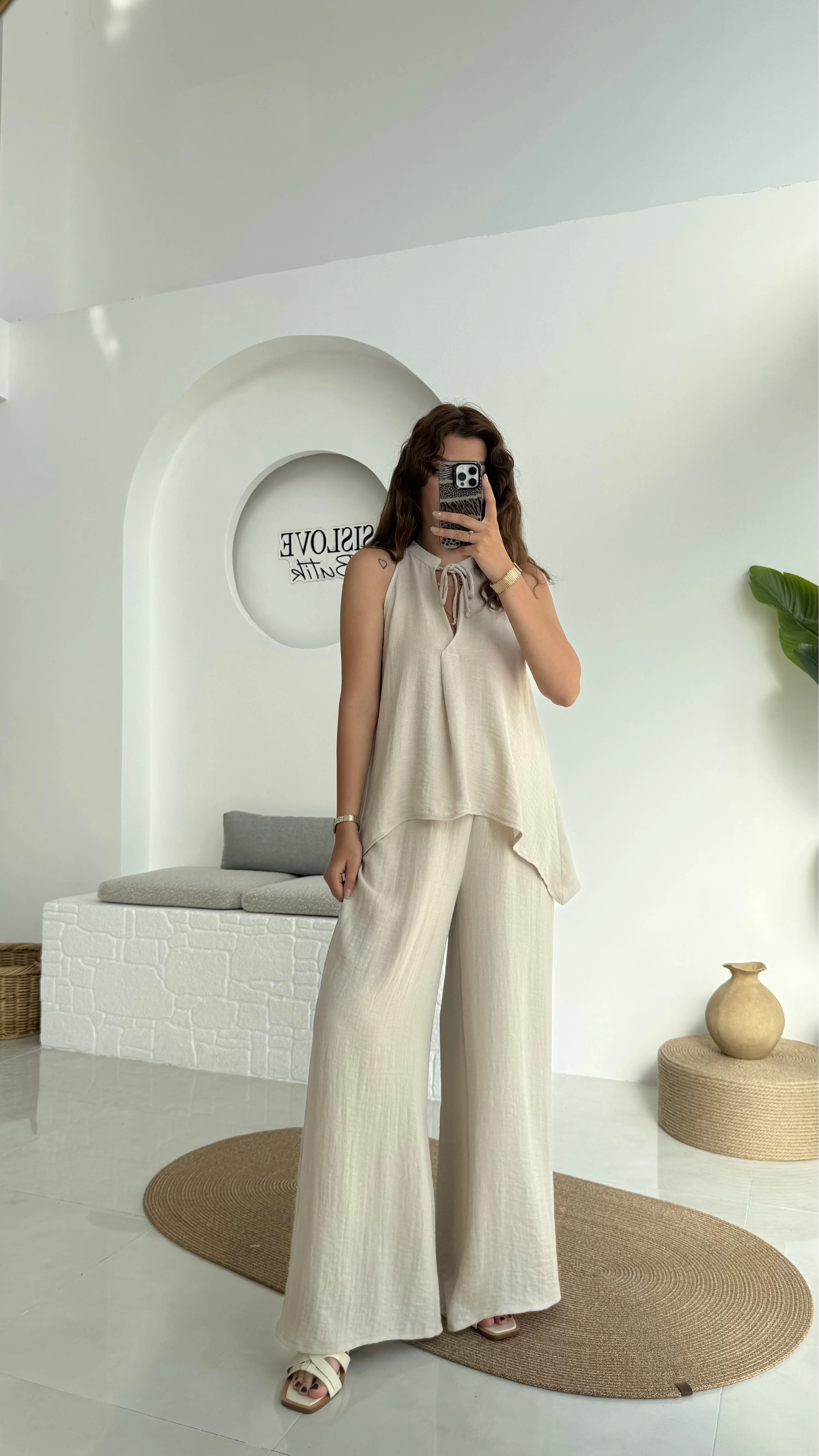Karmen Keten Takım Krem 51182