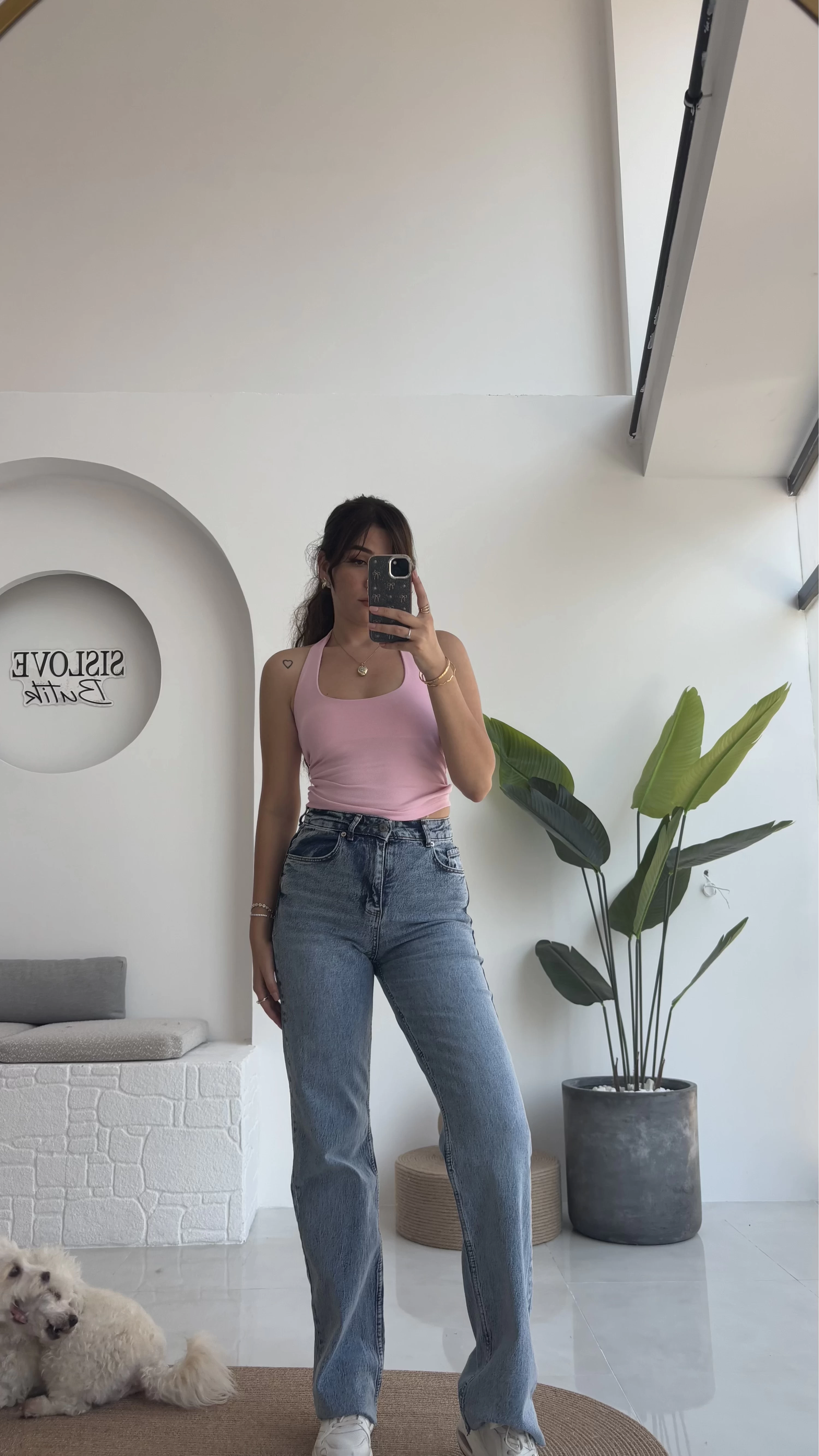 Karolina Boyundan Geçmeli Crop - Pembe
