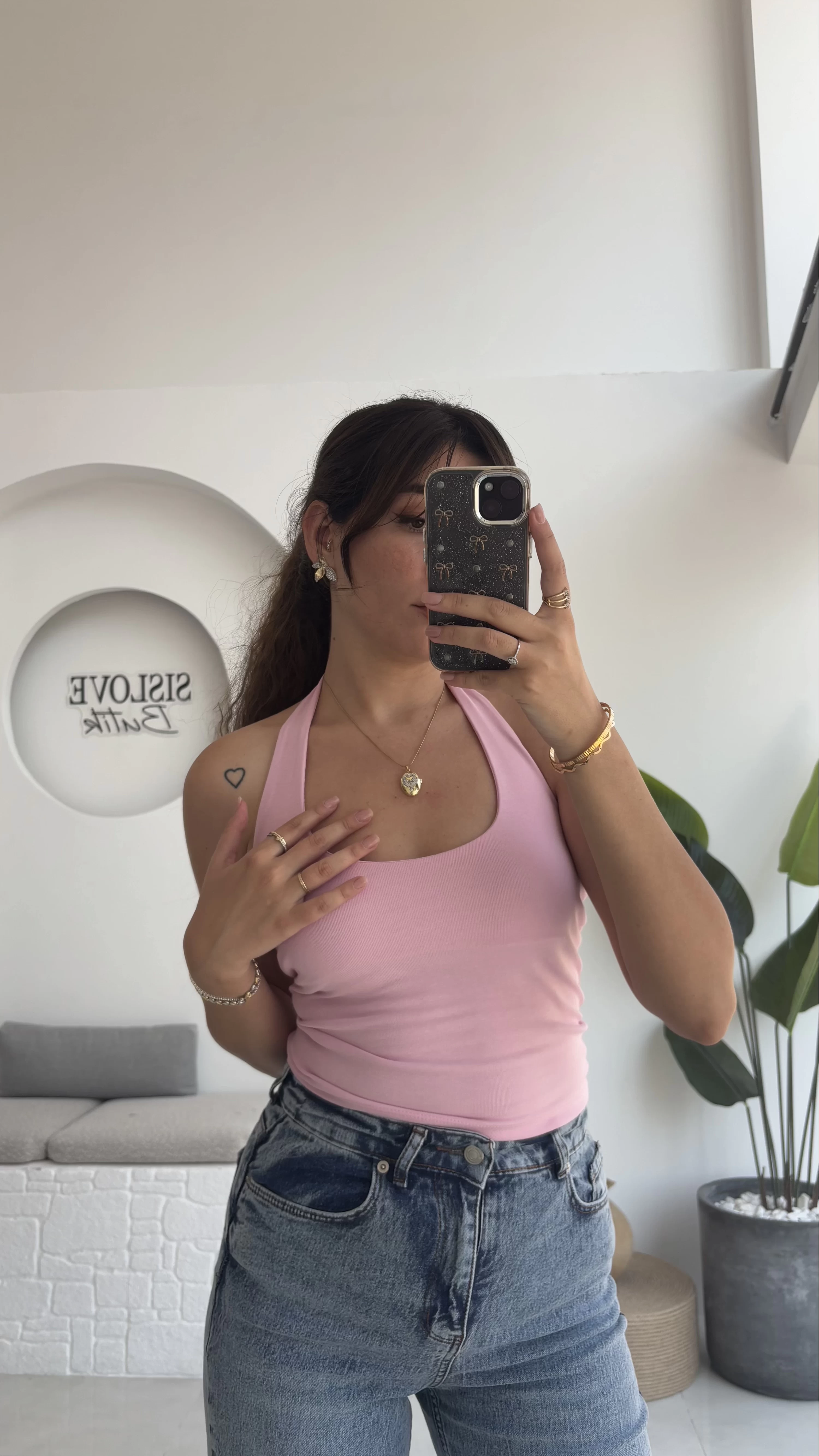 Karolina Boyundan Geçmeli Crop - Pembe