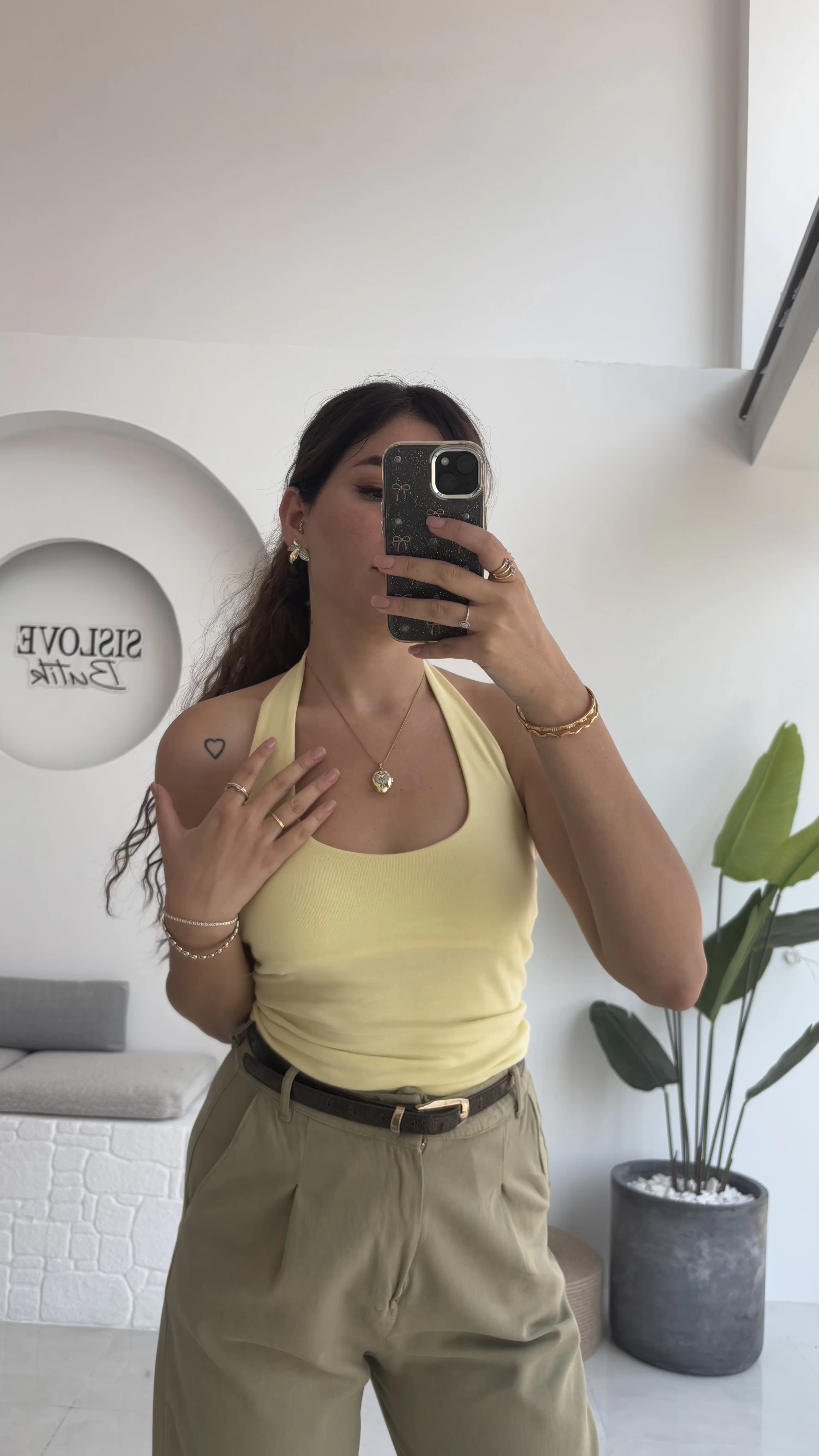 Karolina Boyundan Geçmeli Crop - Sarı
