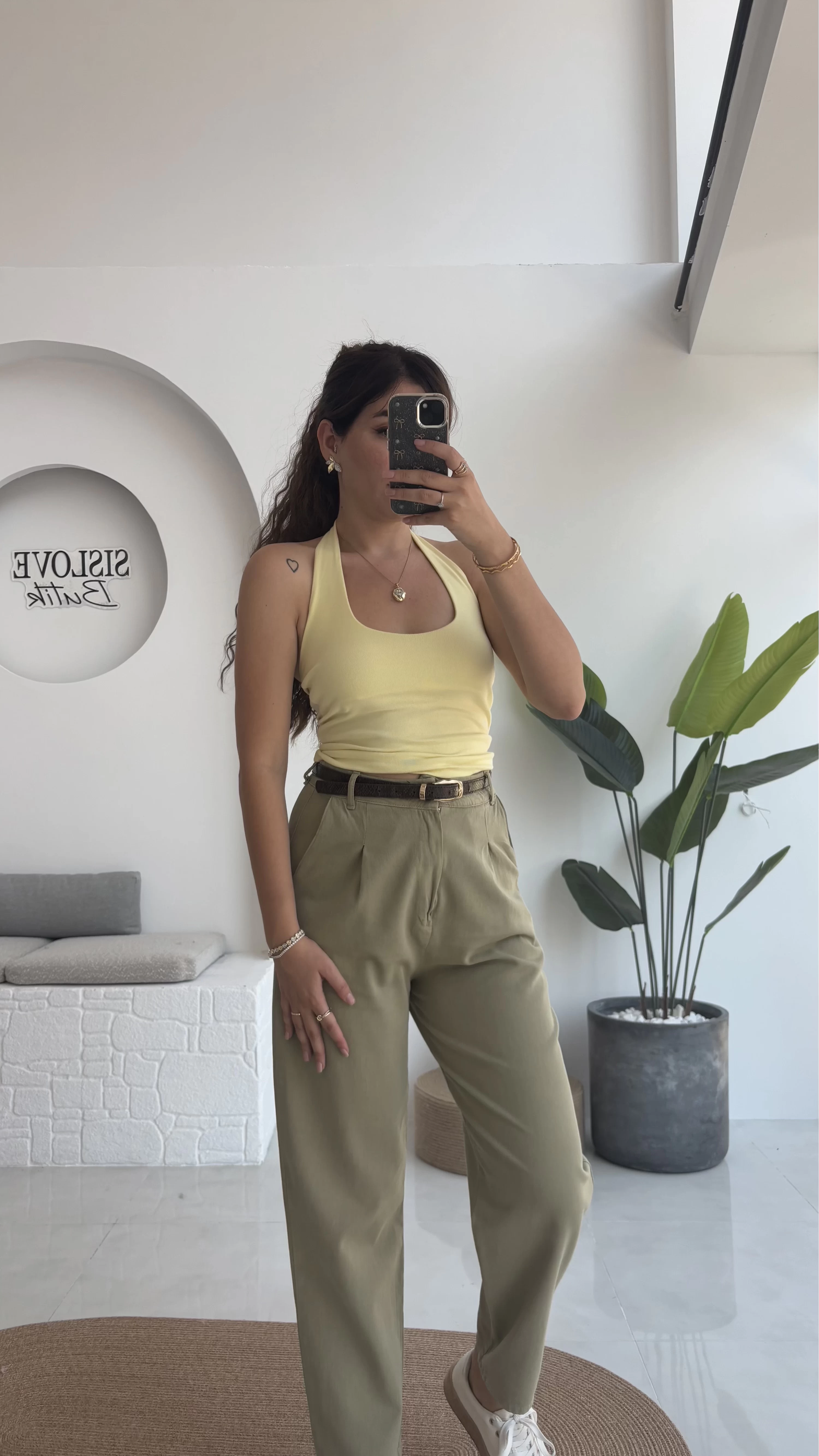 Karolina Boyundan Geçmeli Crop - Sarı