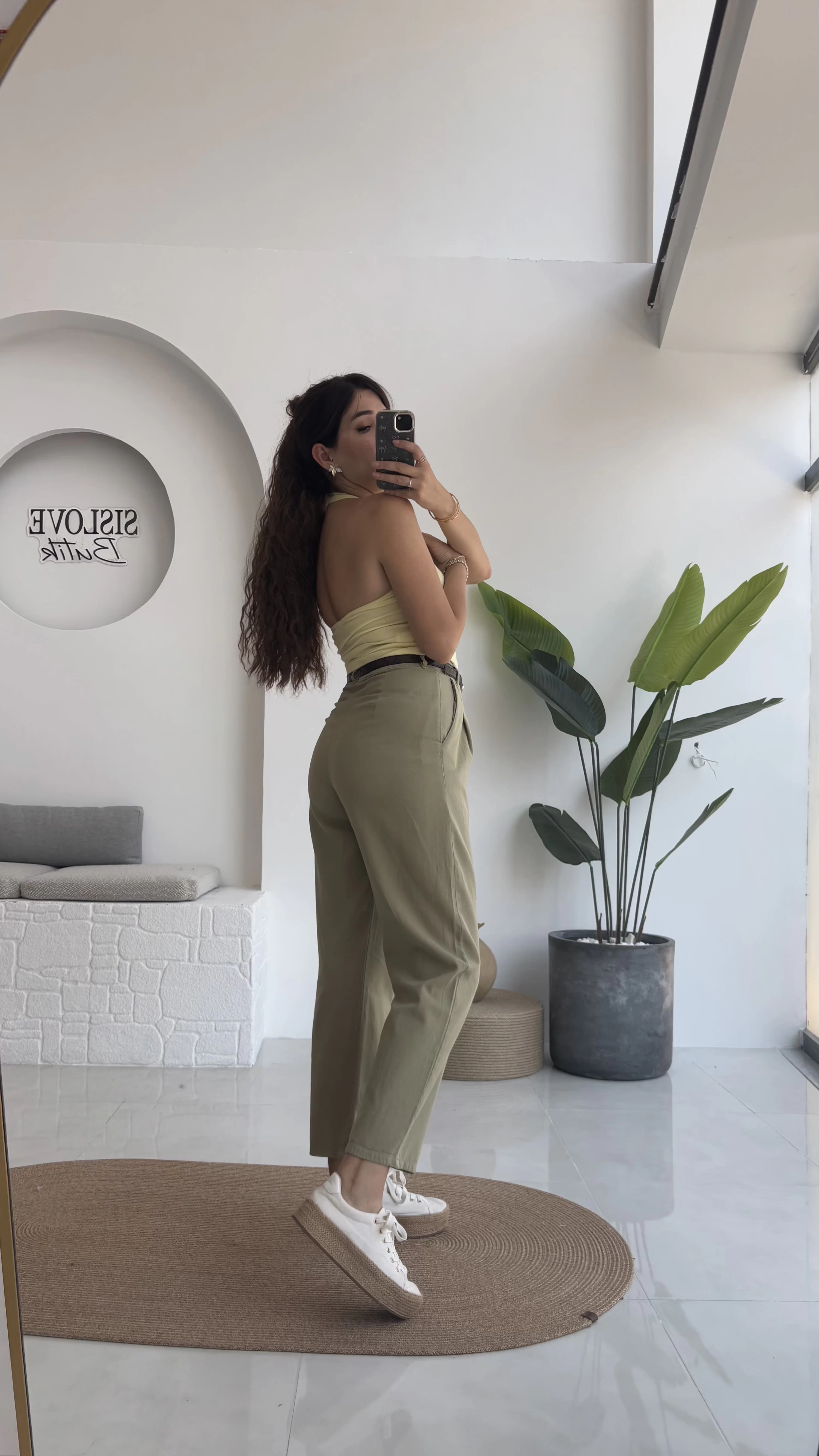 Karolina Boyundan Geçmeli Crop - Sarı