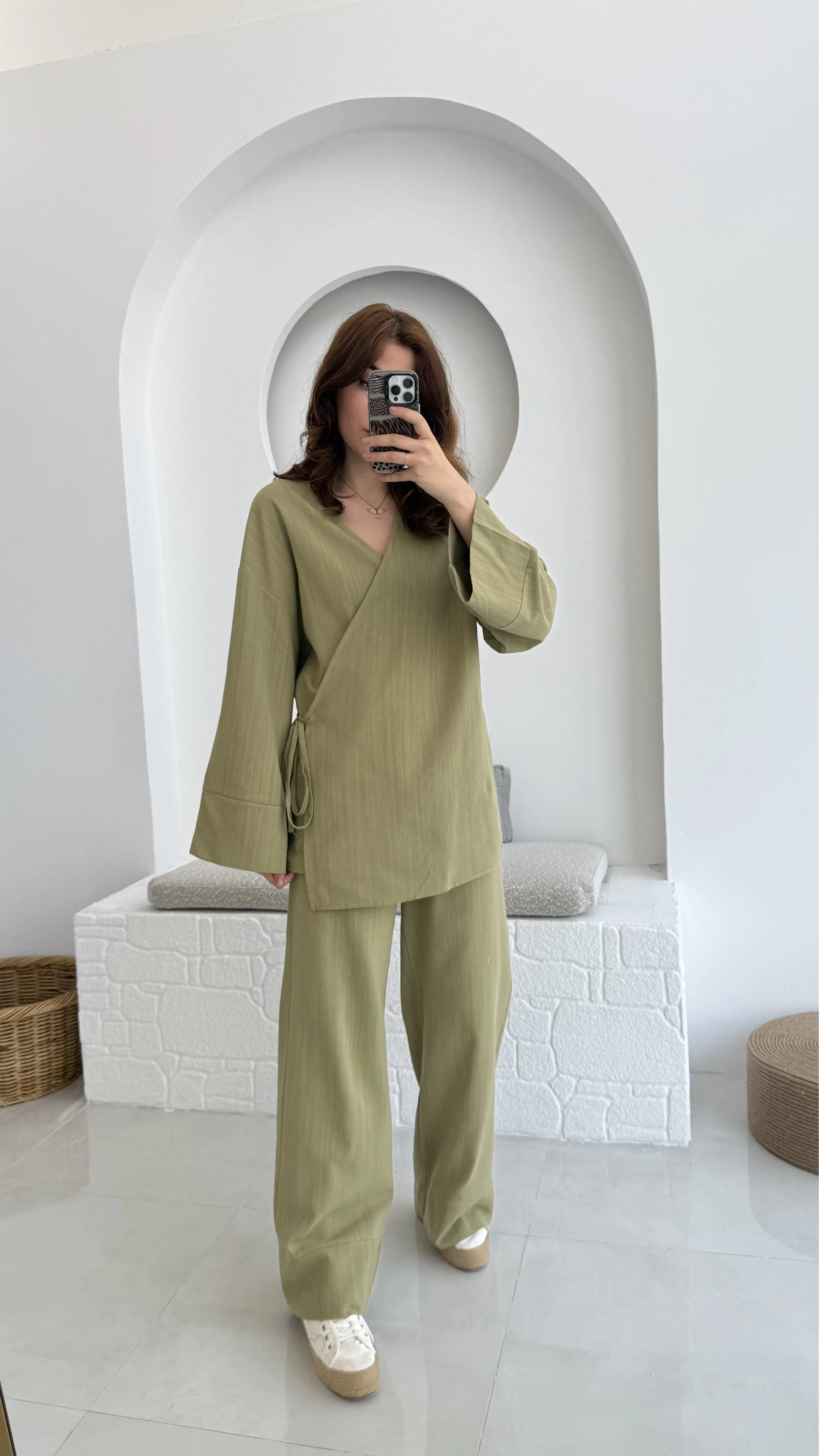 Keten Kimono Takım Haki 8582 EF