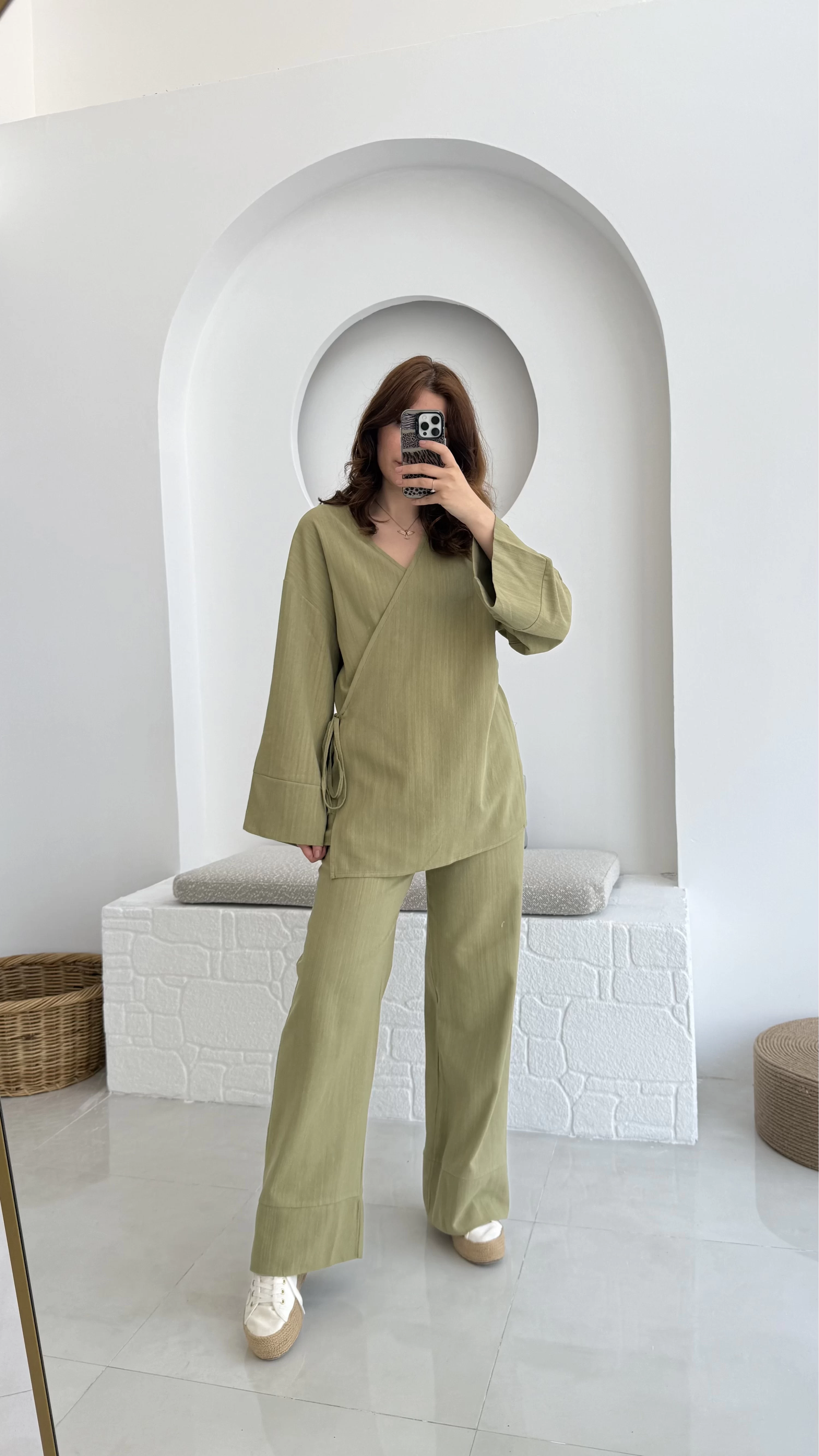 Keten Kimono Takım Haki 8582 EF