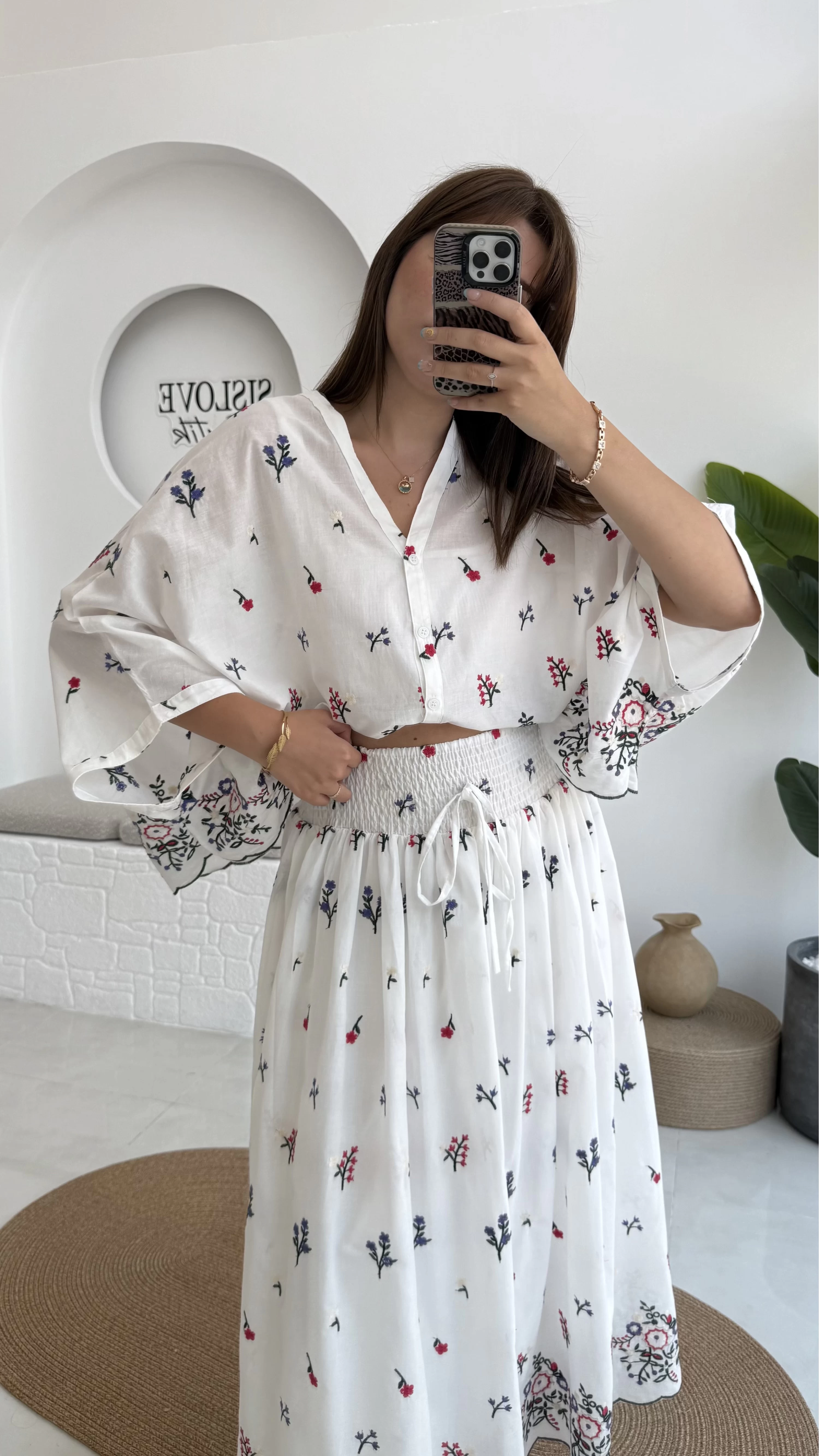 Kimono Etekli Çiçekli Takım - 3874