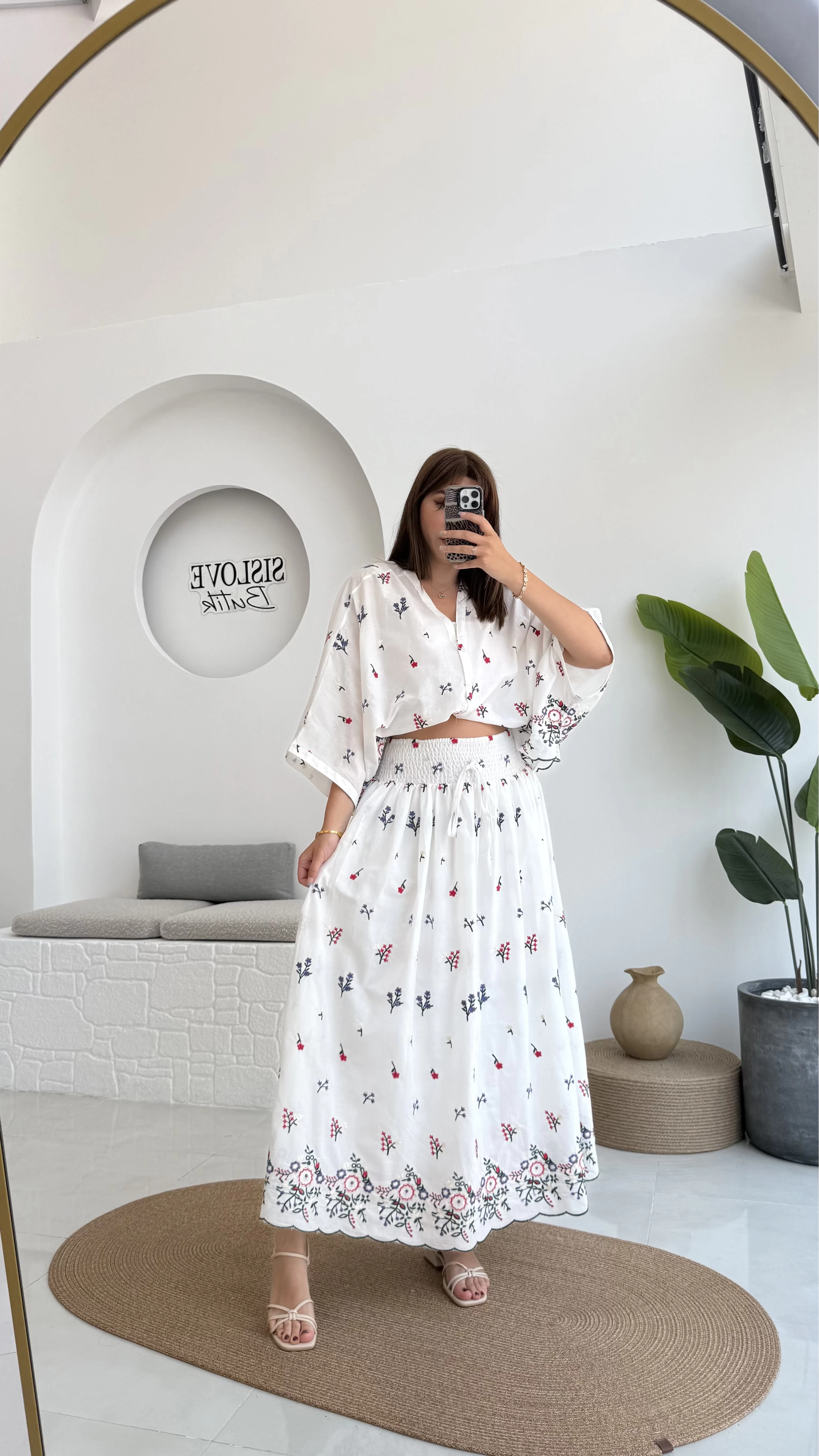 Kimono Etekli Çiçekli Takım - 3874