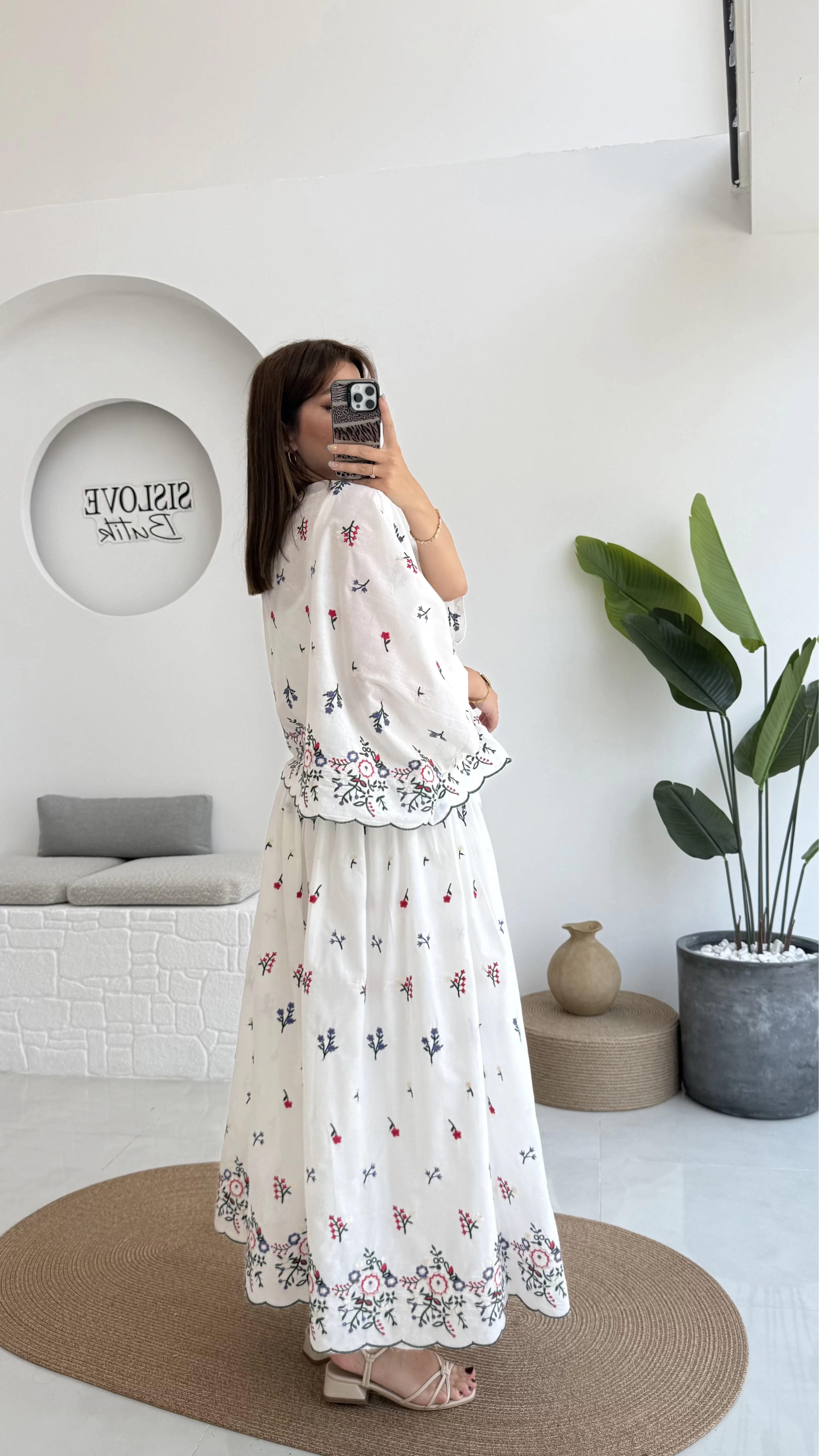 Kimono Etekli Çiçekli Takım - 3874