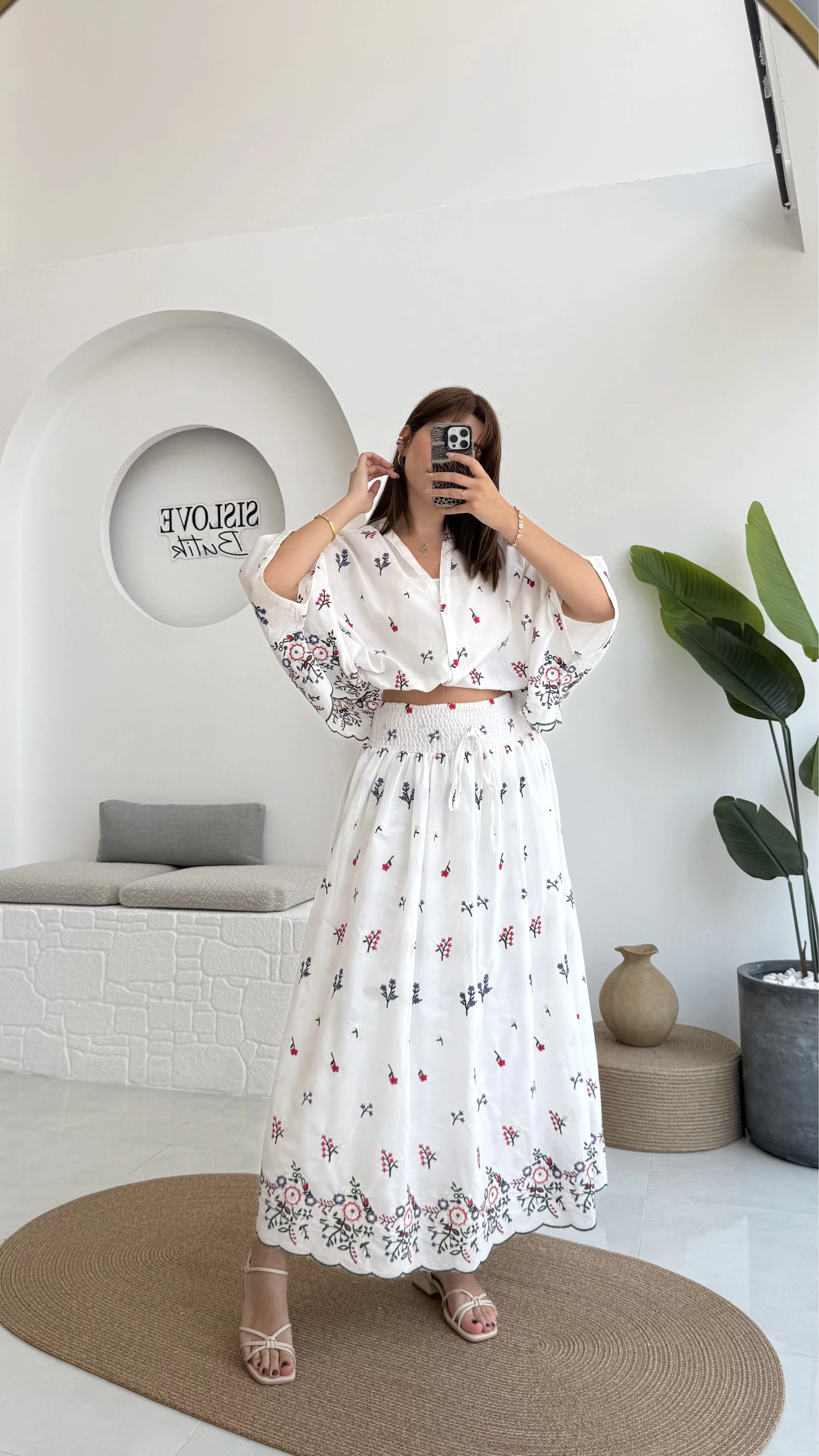 Kimono Etekli Çiçekli Takım - 3874