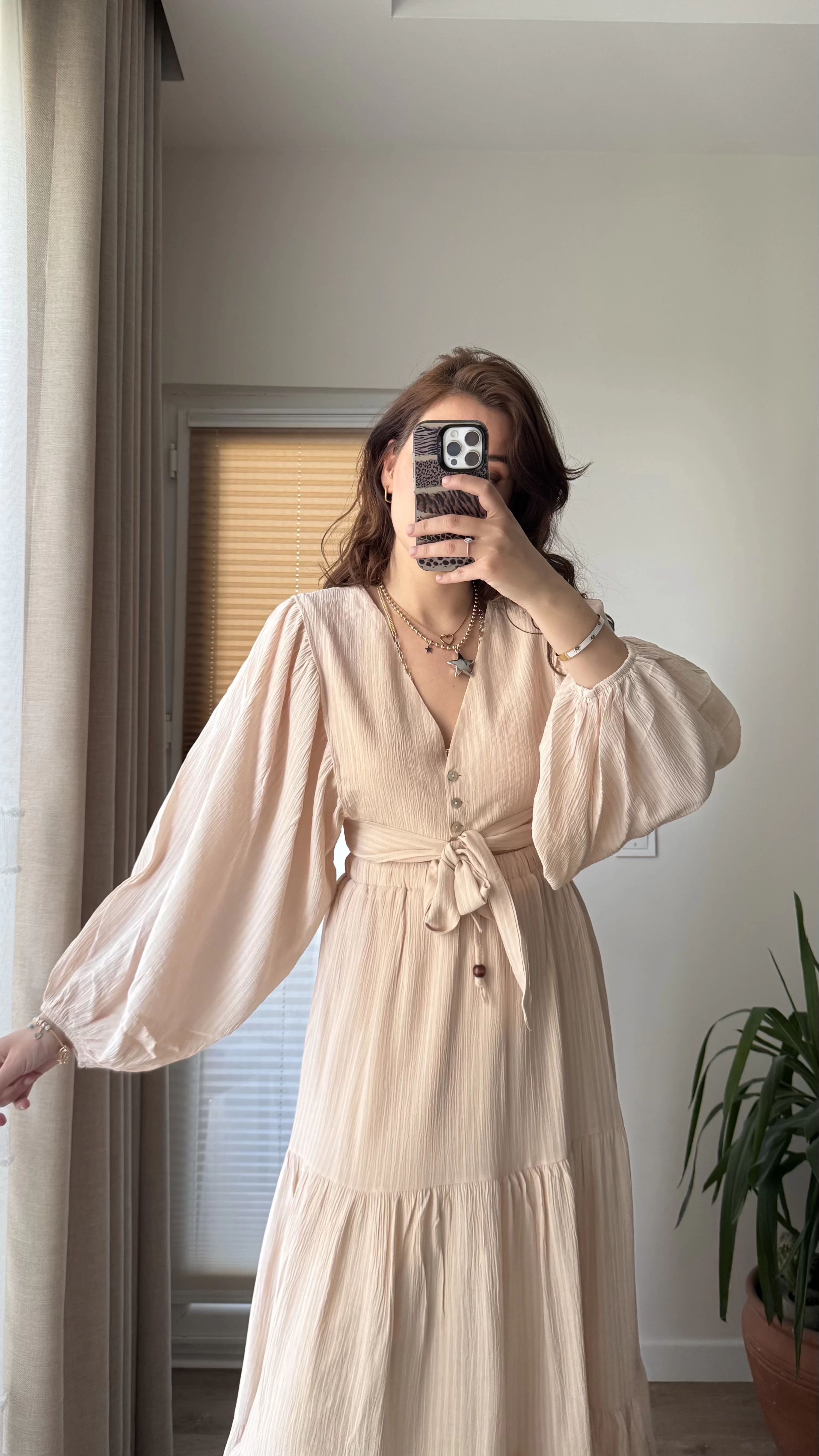 Krem Rengi Etekli Crop Takım