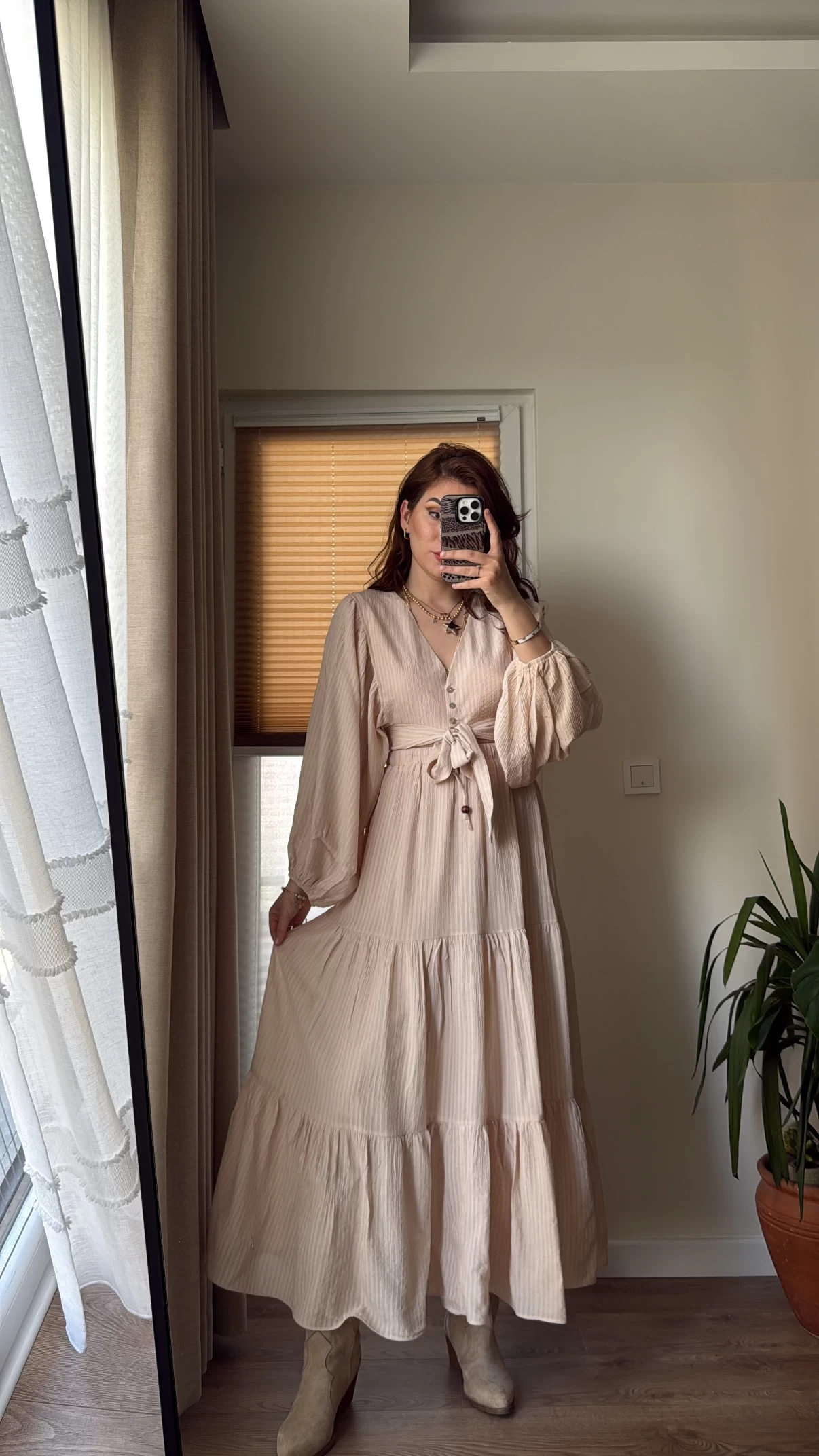 Krem Rengi Etekli Crop Takım