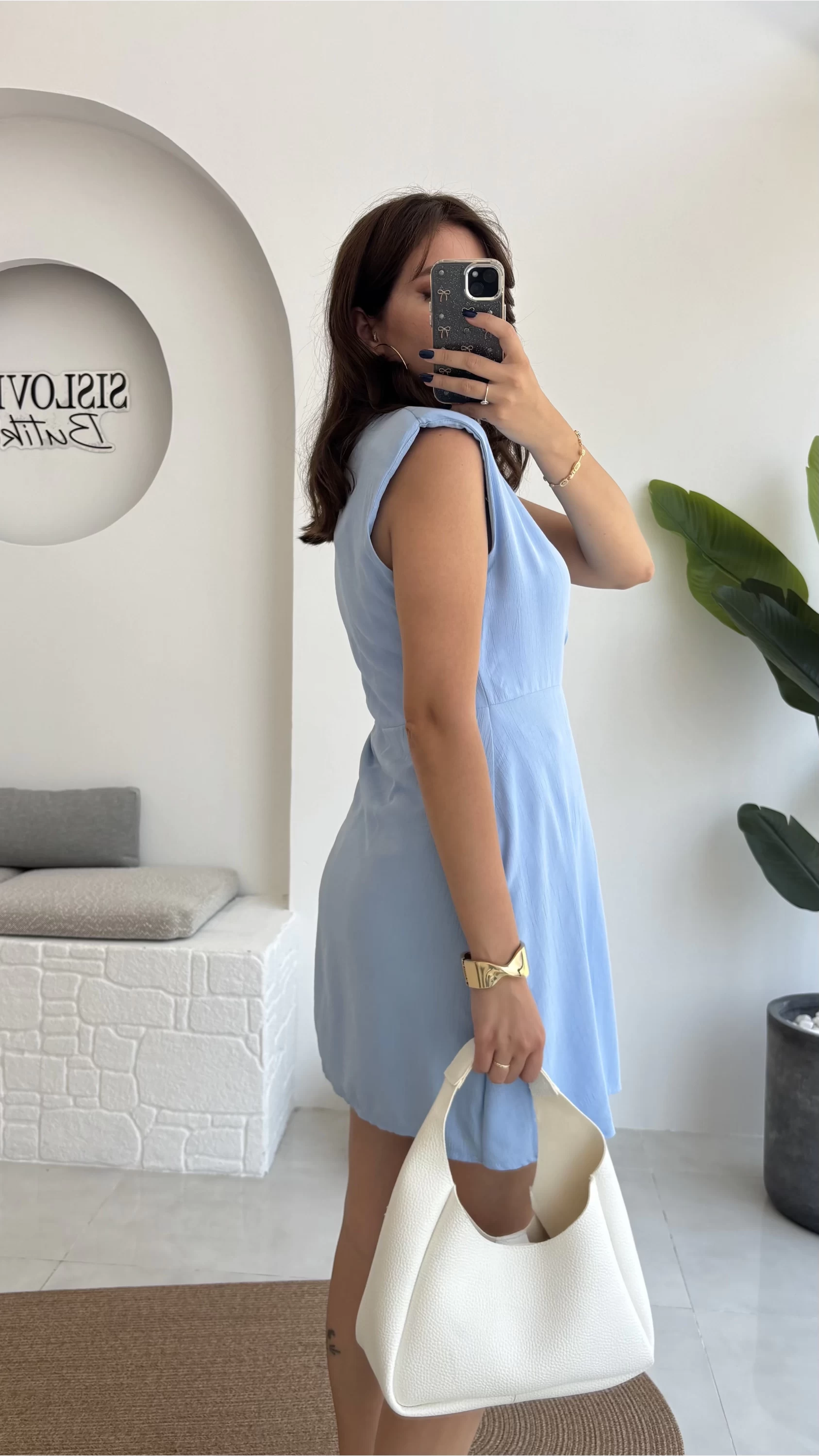 Laura Vatkalı Bürümcük Elbise - Mavi - 6021