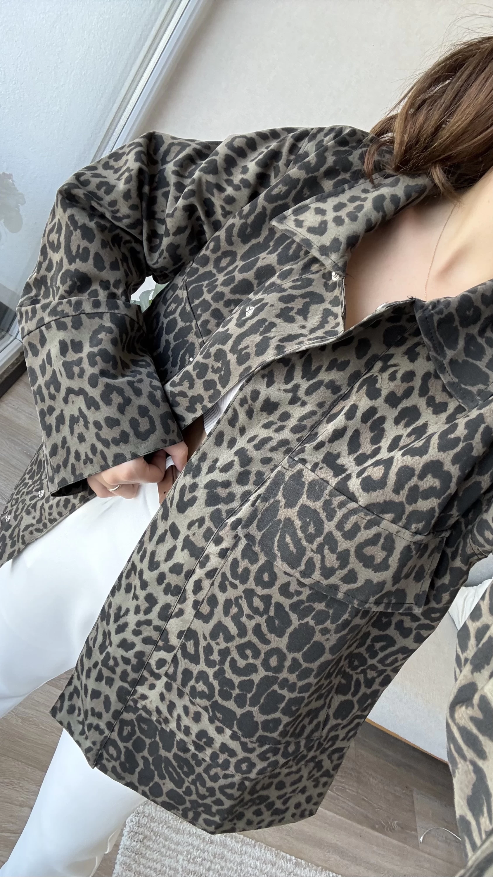 Leopar Gabardin Kısa Trençkot