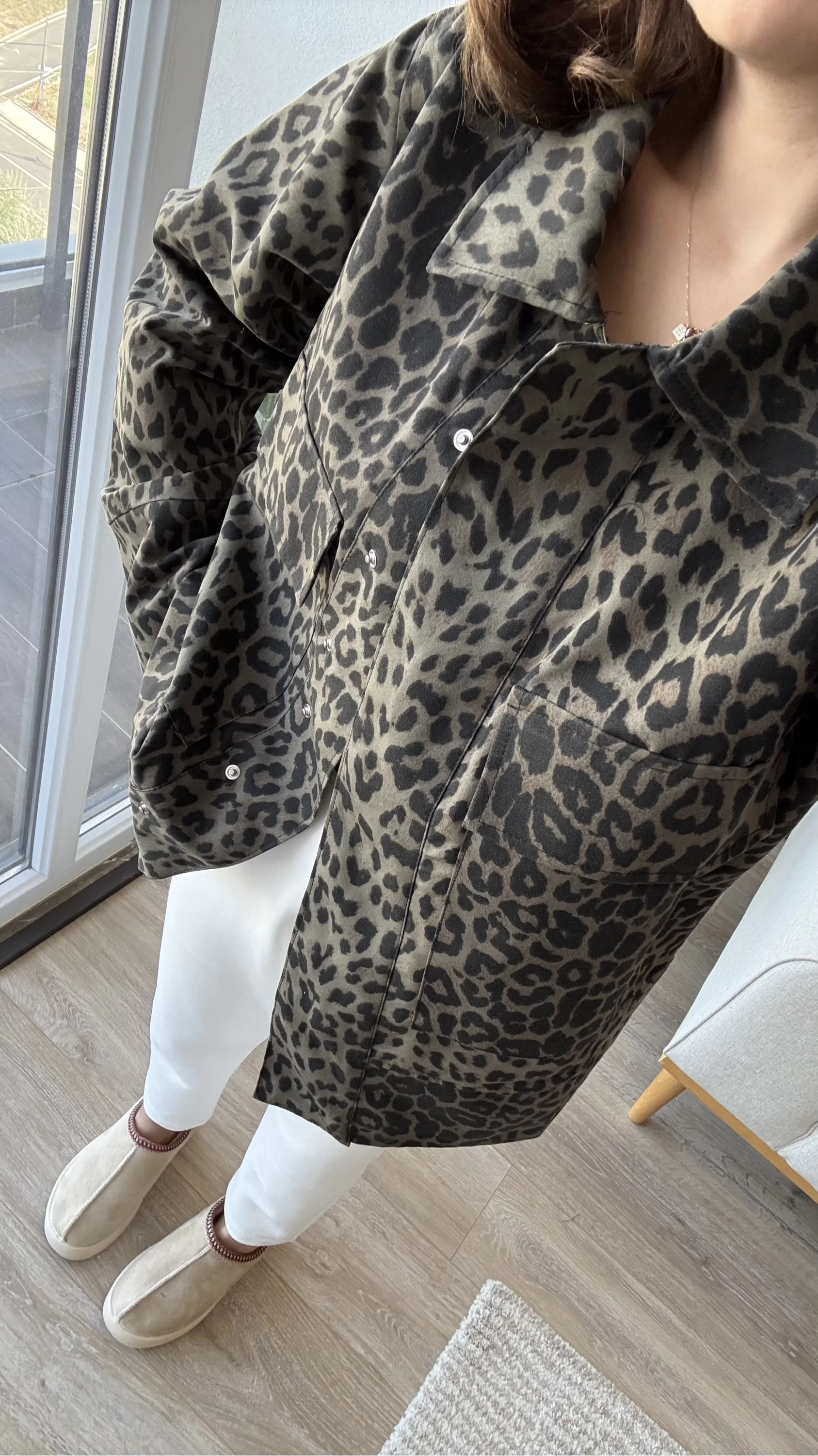 Leopar Gabardin Kısa Trençkot