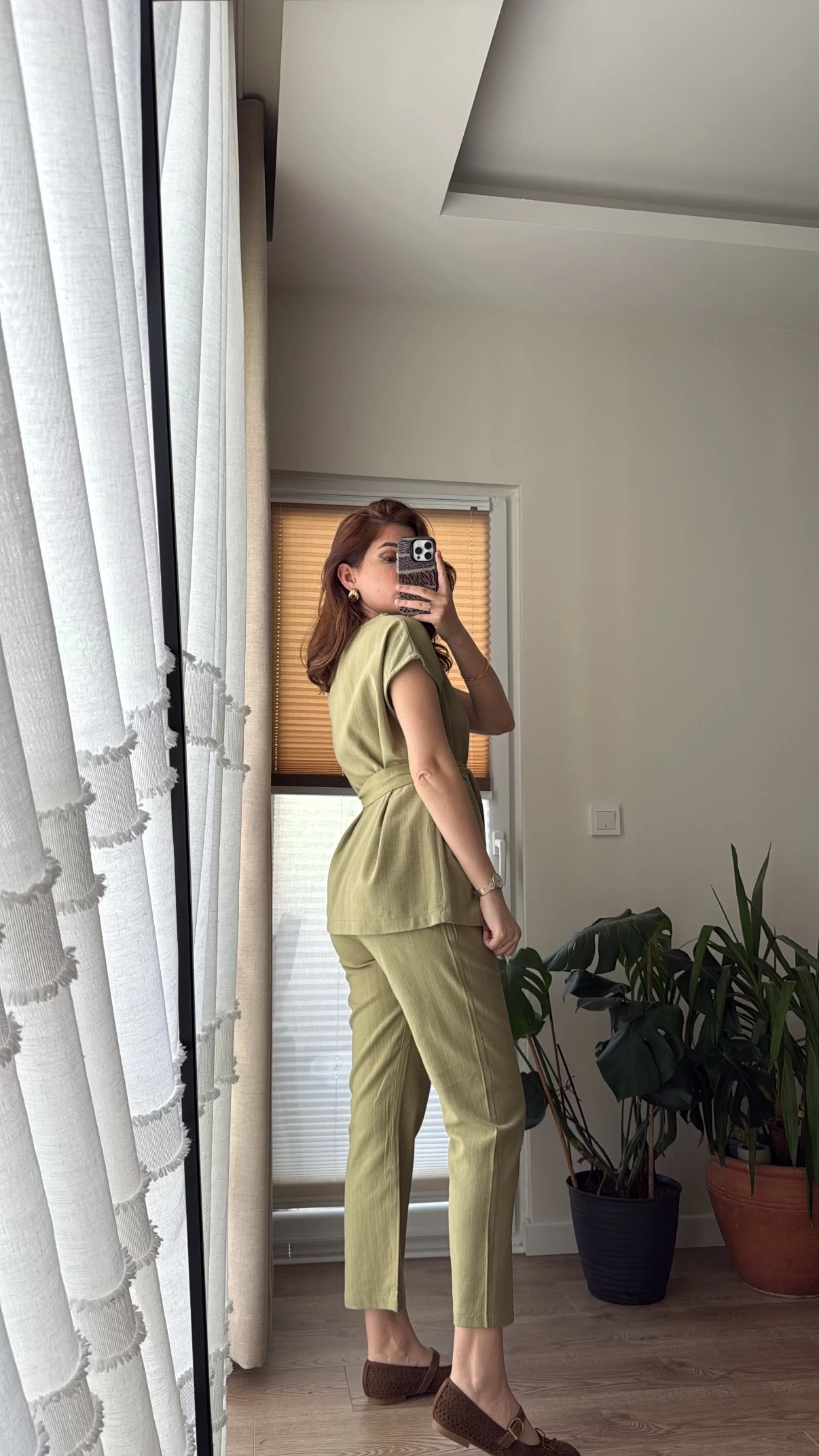 Lipa Omuz Detay Kuşaklı Takım - Haki - 8644
