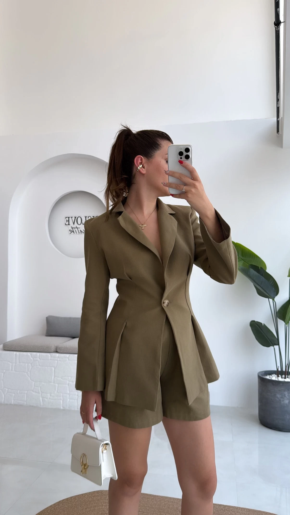 Loli Blazer Ceket Şort Takım - Haki - 0431