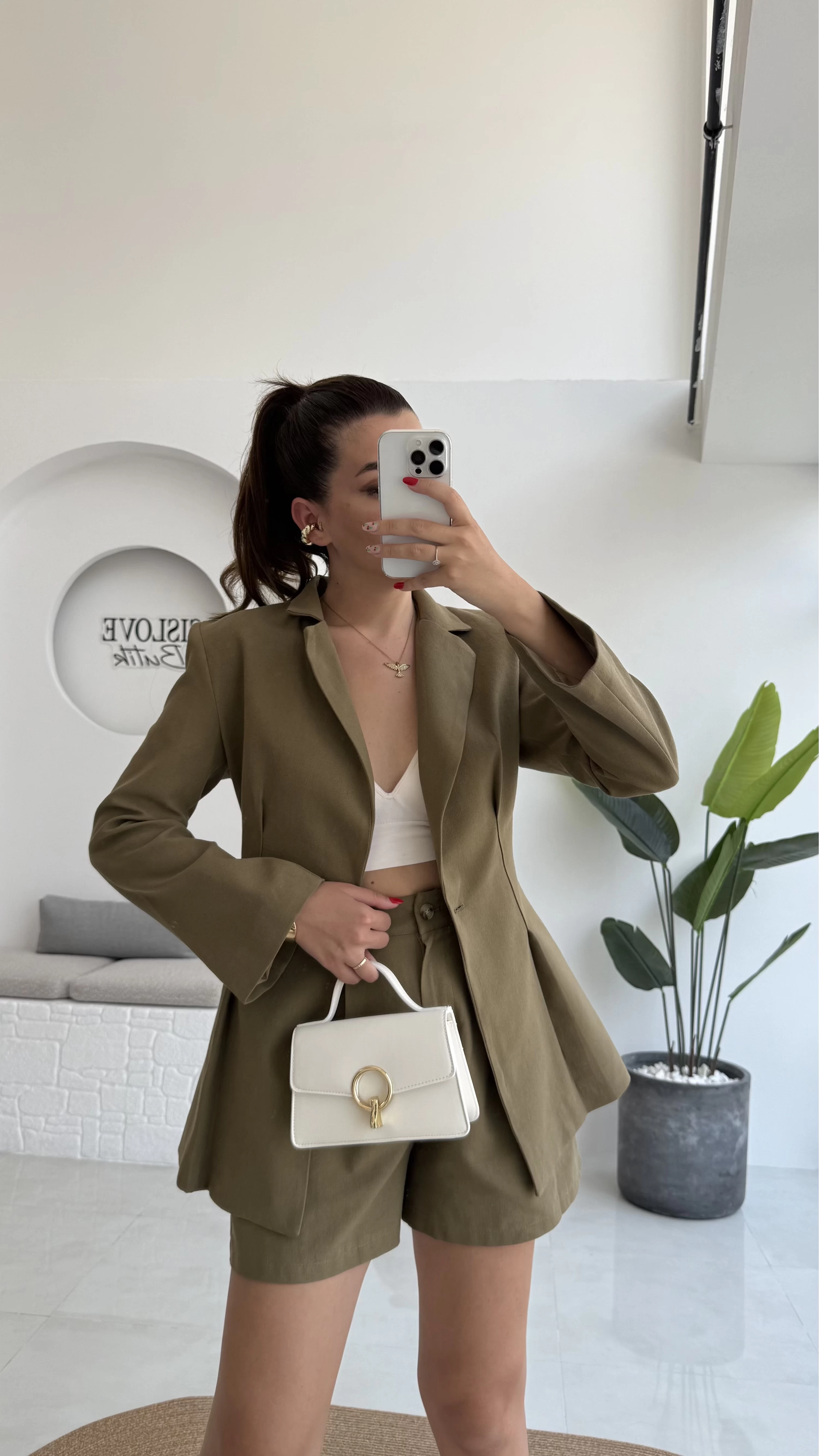 Loli Blazer Ceket Şort Takım - Haki - 0431