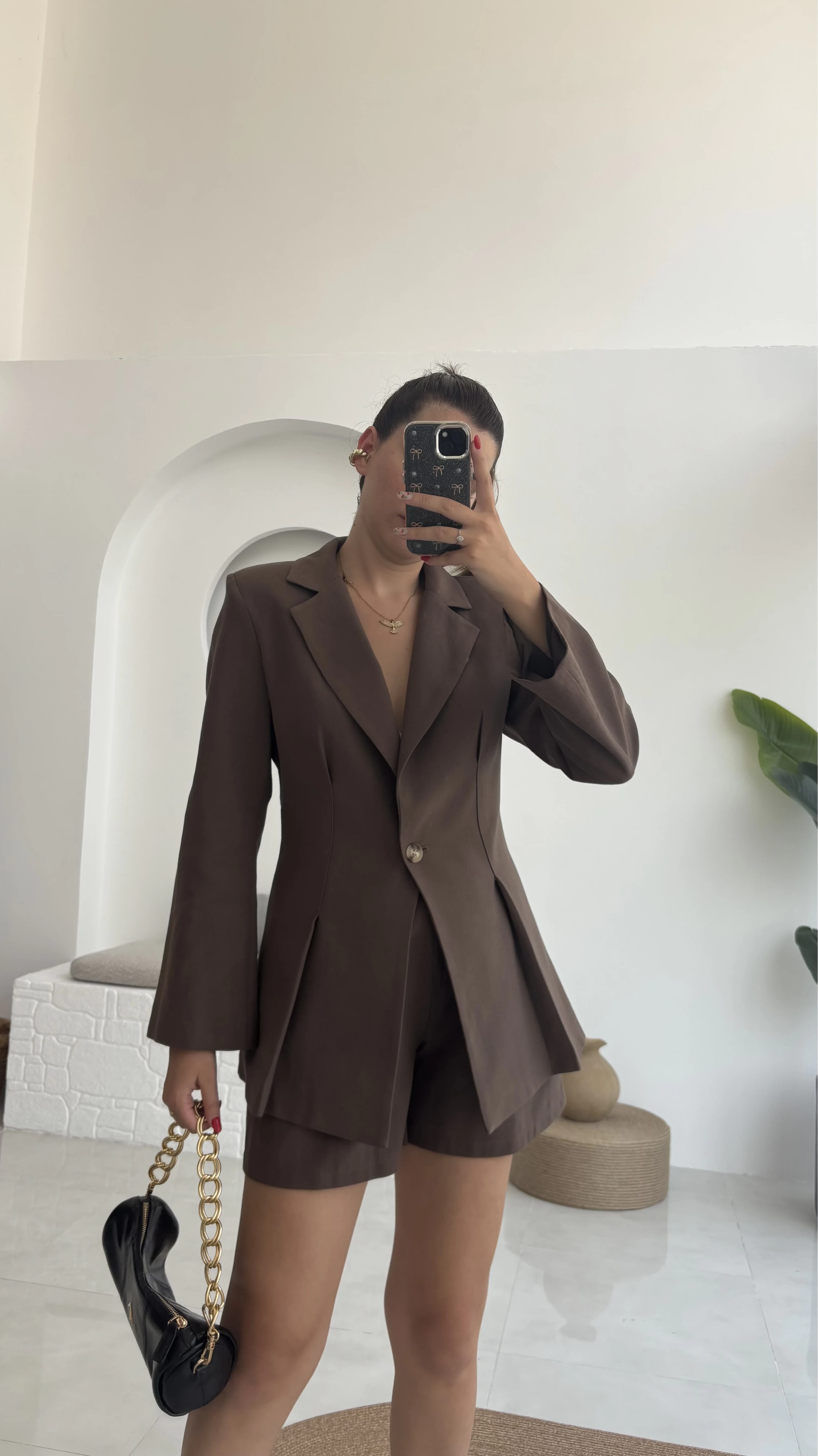 Loli Blazer Ceket Şort Takım - Kahve - 0431