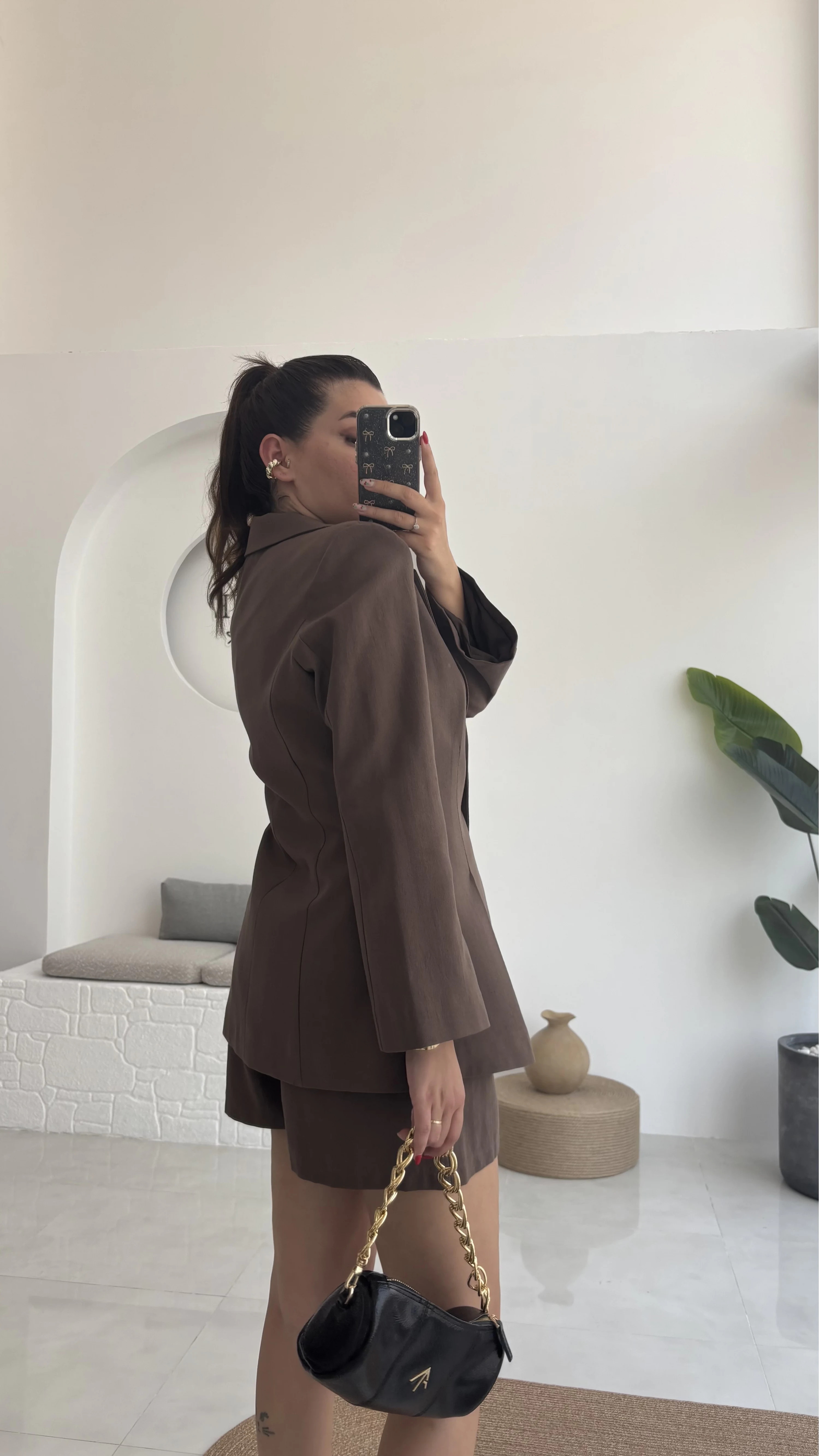 Loli Blazer Ceket Şort Takım - Kahve - 0431