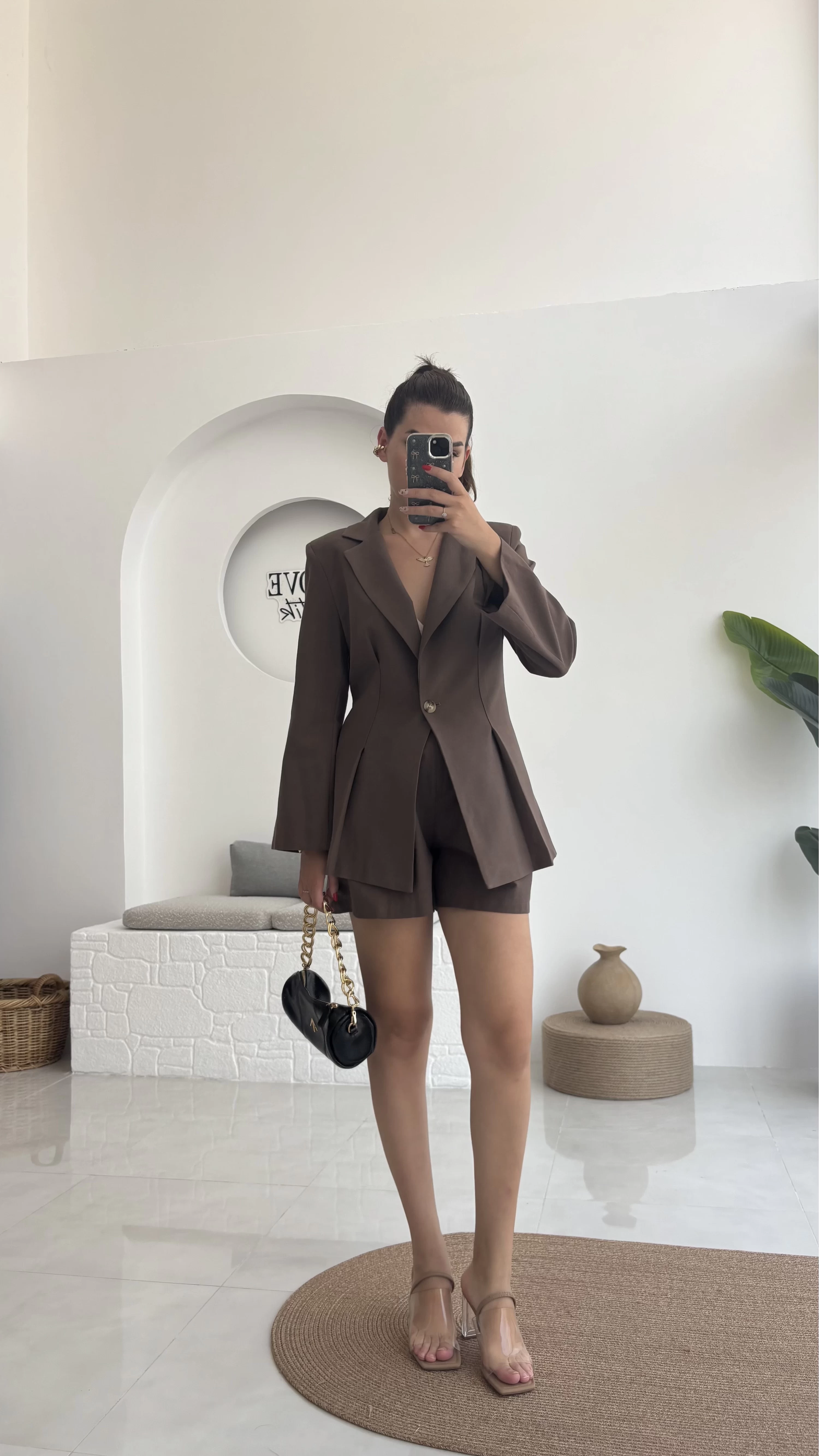 Loli Blazer Ceket Şort Takım - Kahve - 0431