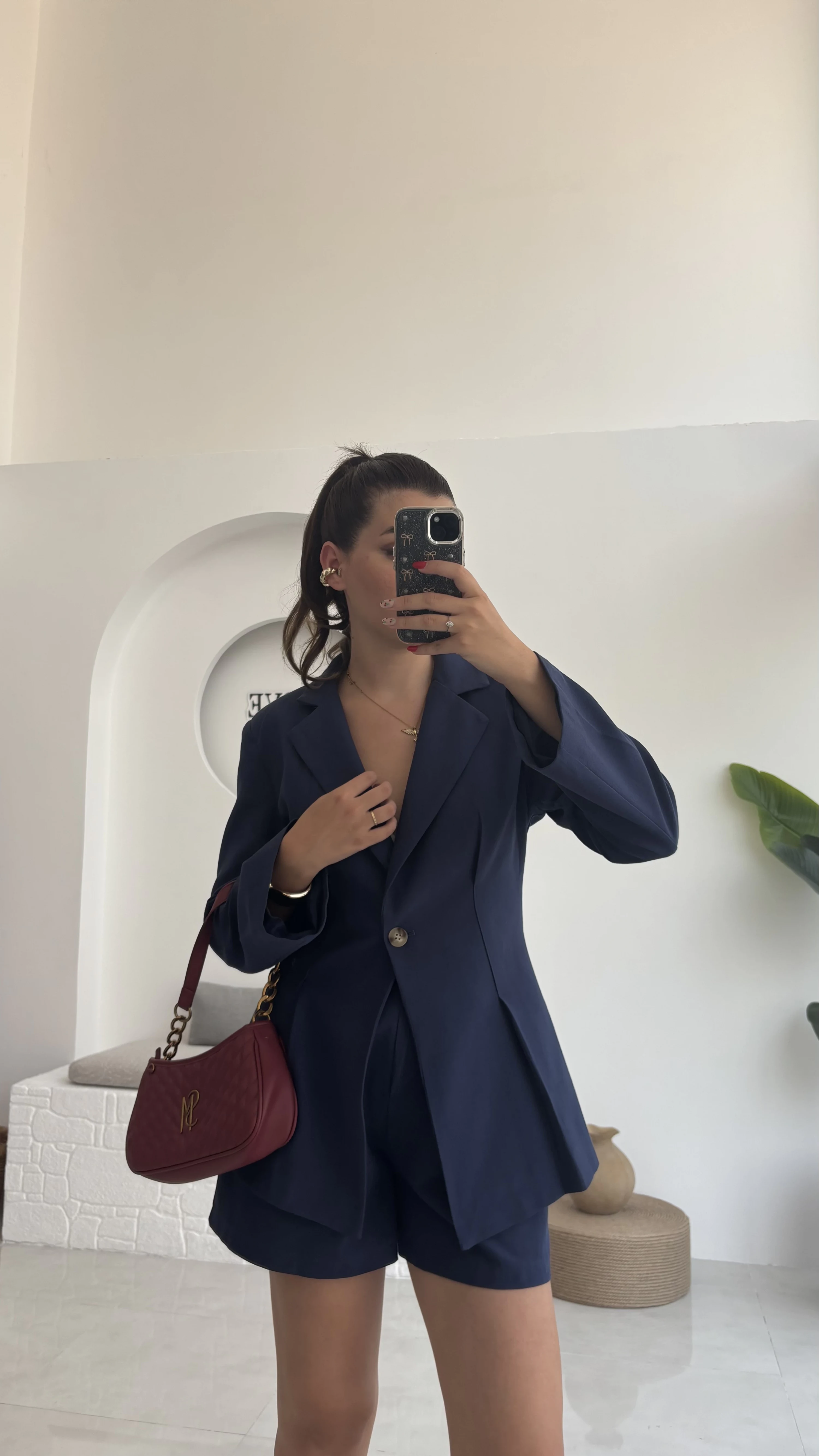 Loli Blazer Ceket Şort Takım - Lacivert - 0431
