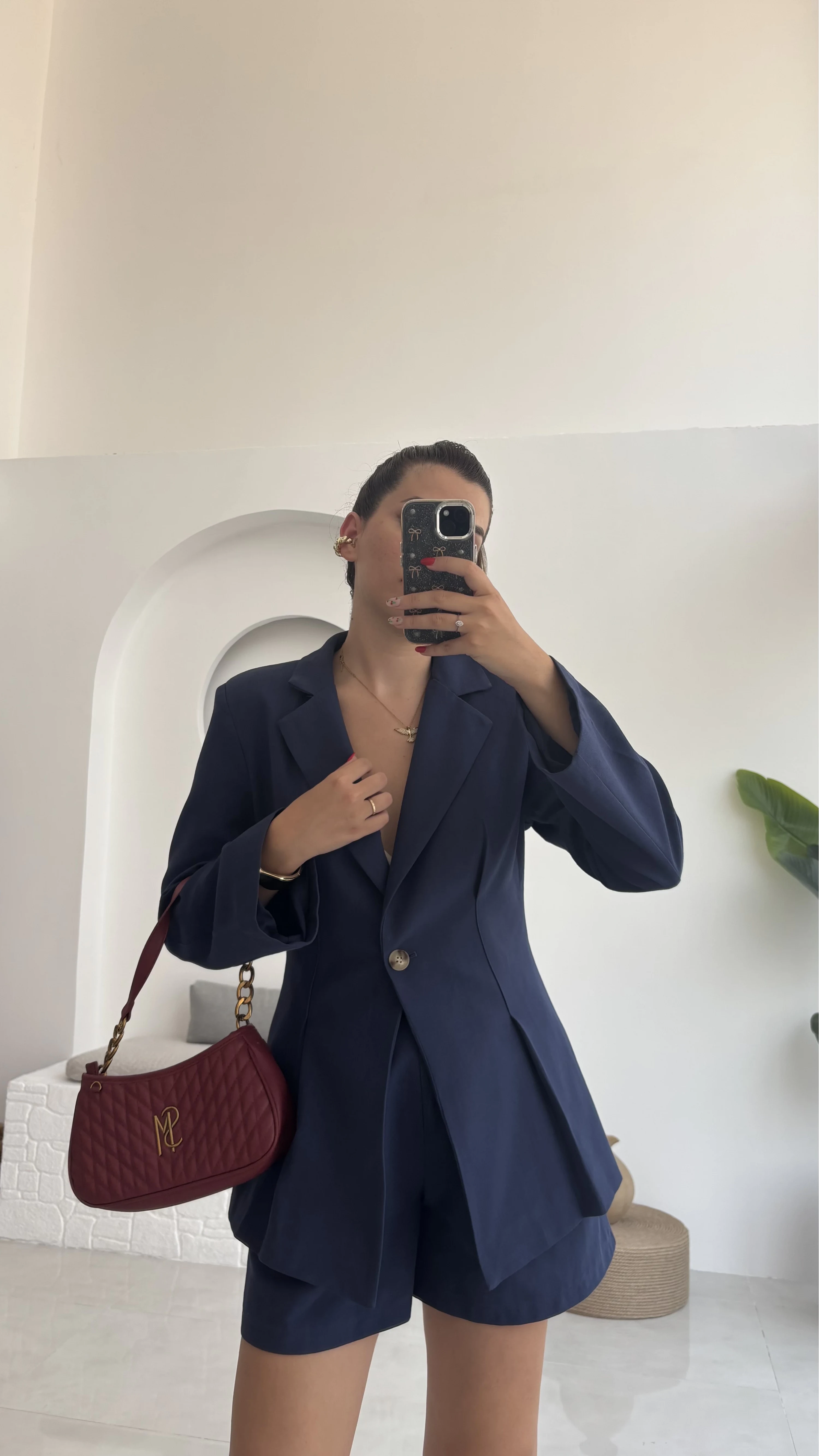 Loli Blazer Ceket Şort Takım - Lacivert - 0431