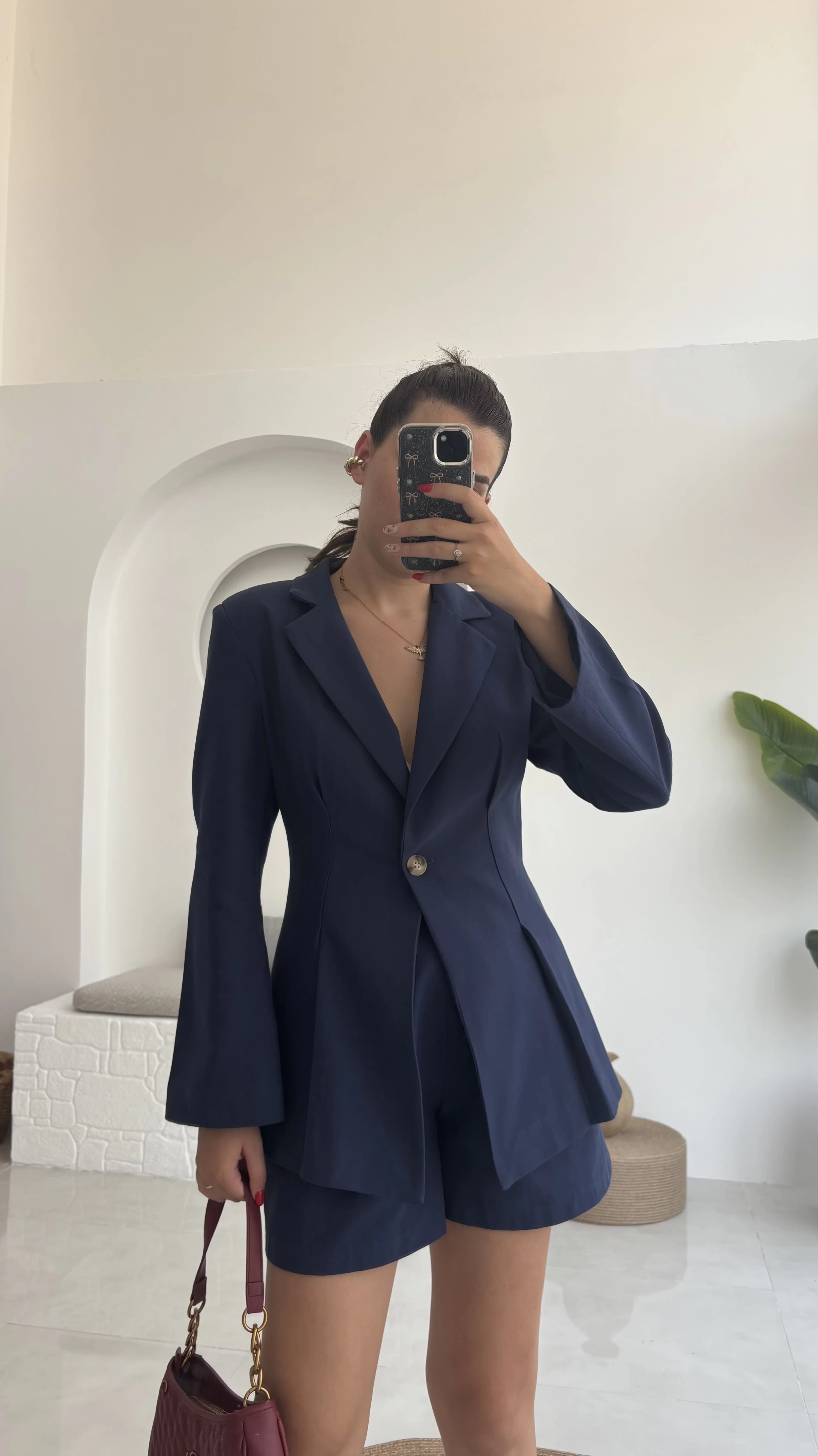 Loli Blazer Ceket Şort Takım - Lacivert - 0431