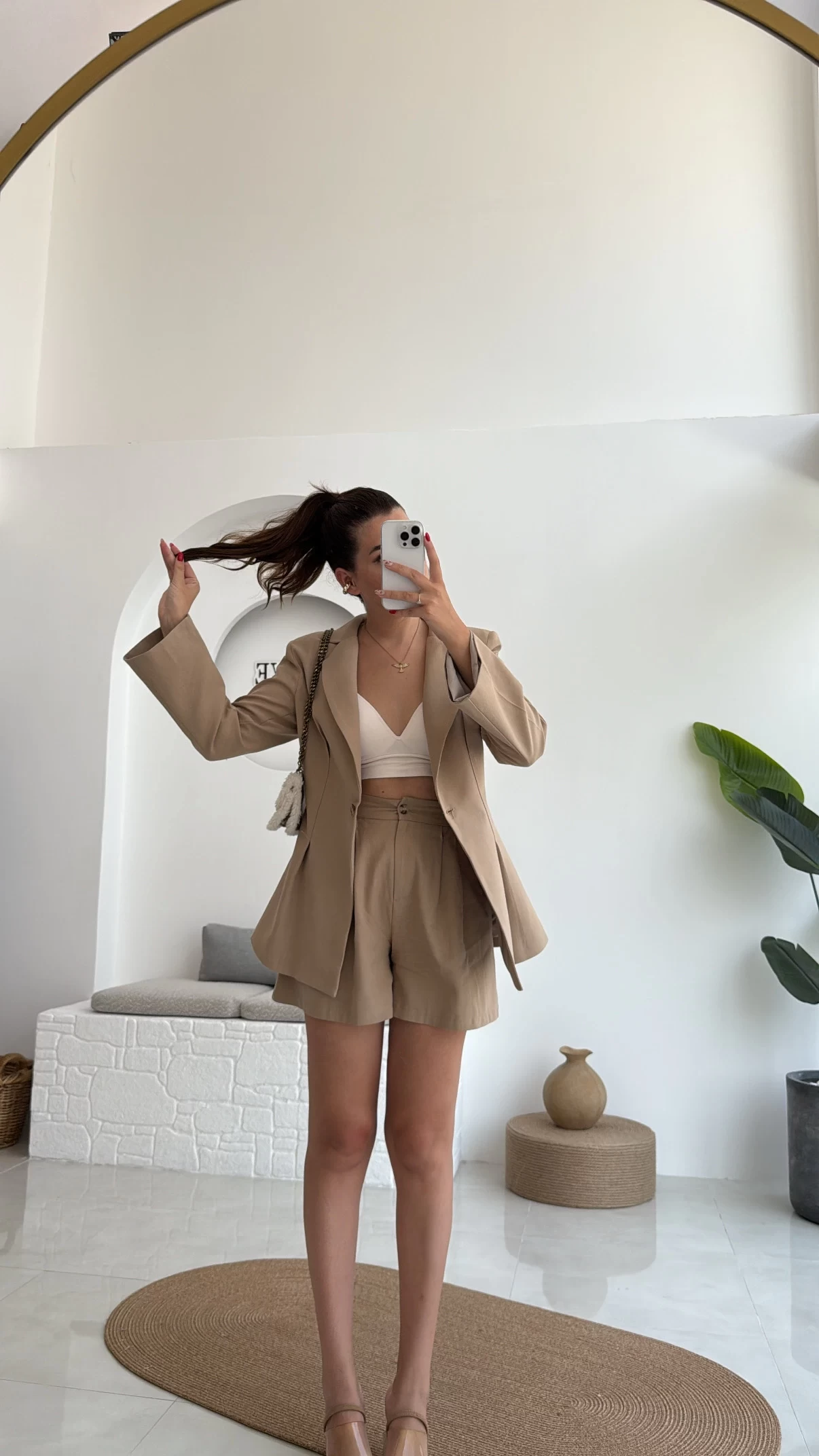 Loli Blazer Ceket Şort Takım - Vizon - 0431