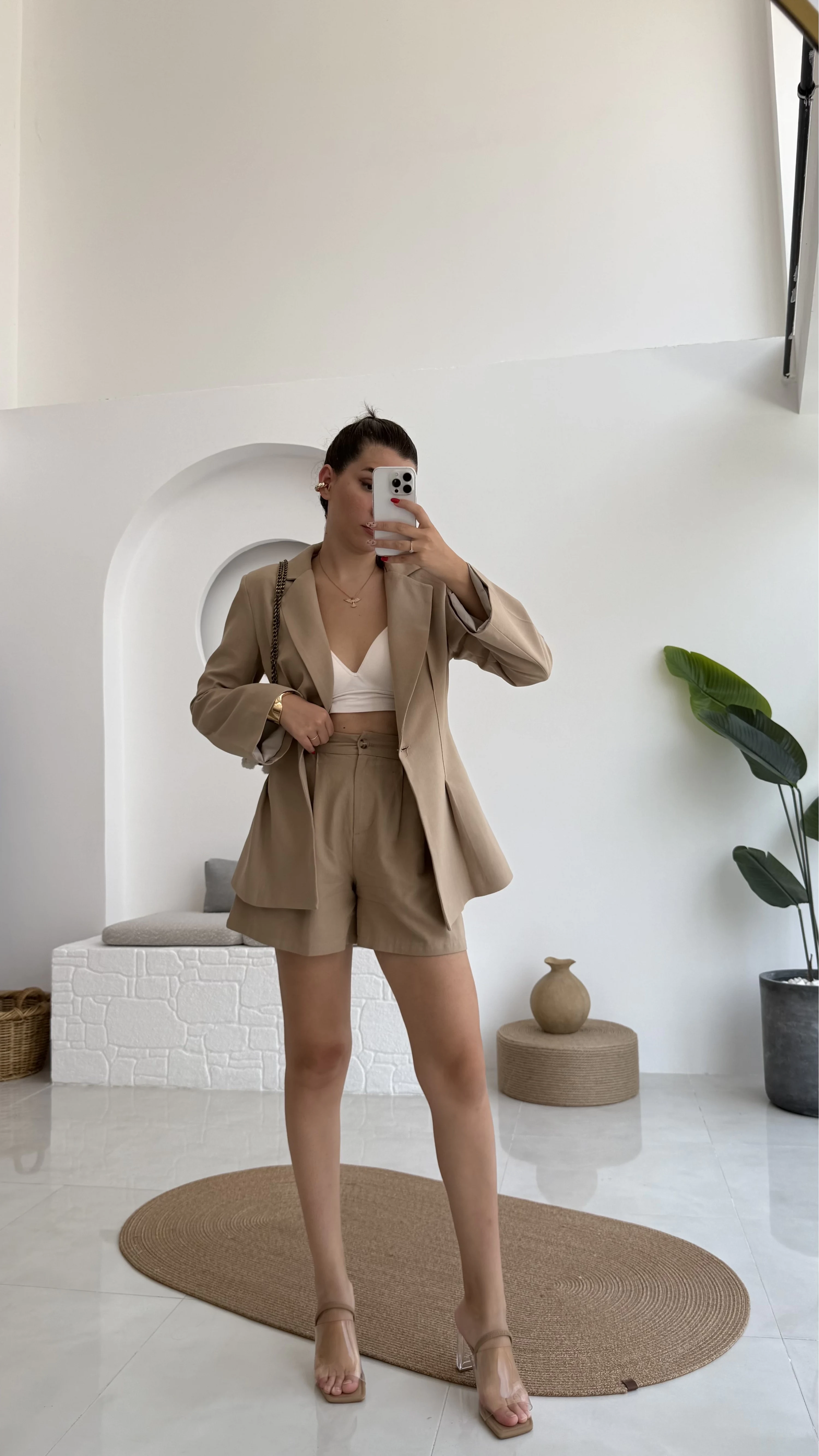 Loli Blazer Ceket Şort Takım - Vizon - 0431
