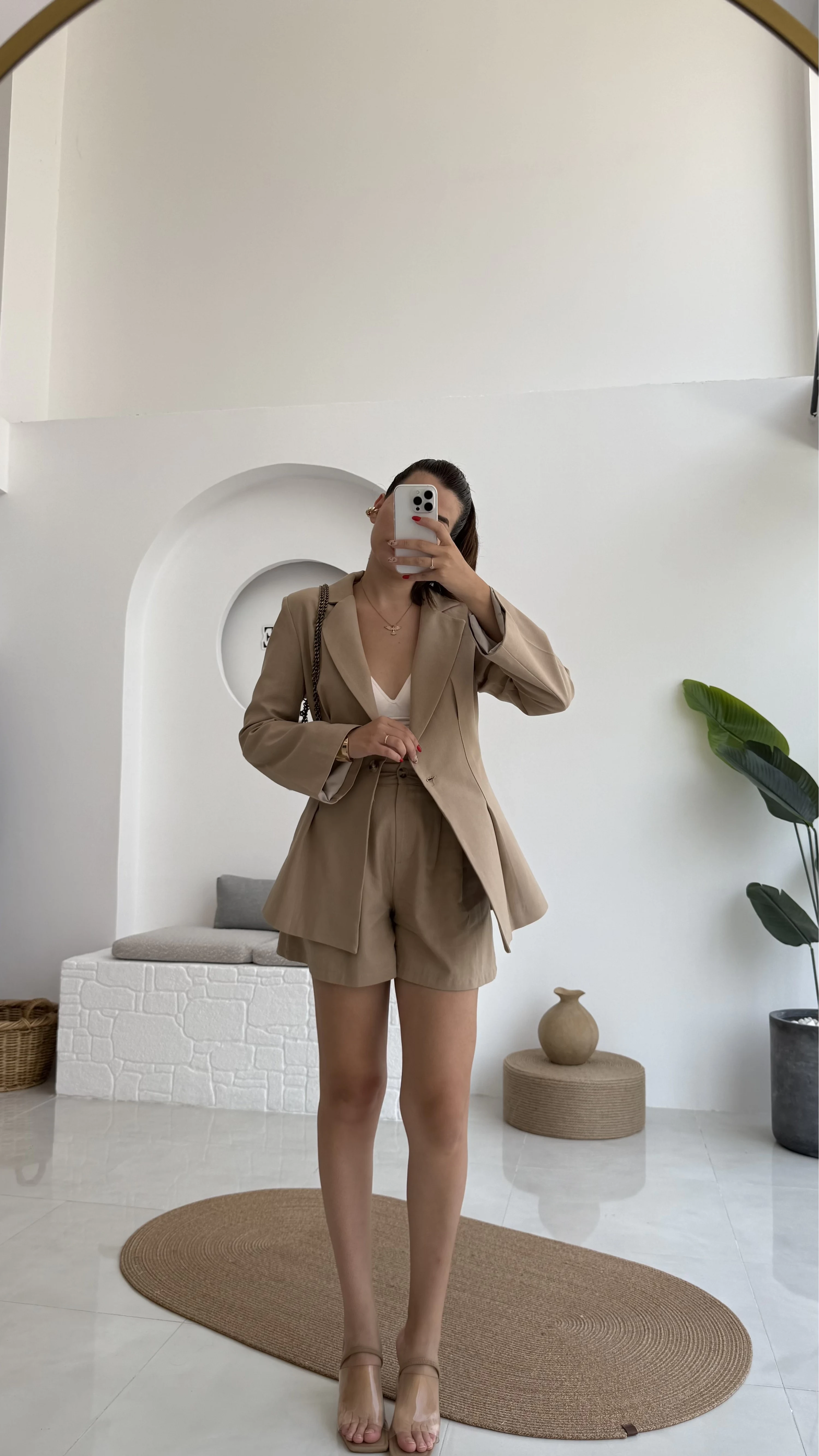 Loli Blazer Ceket Şort Takım - Vizon - 0431