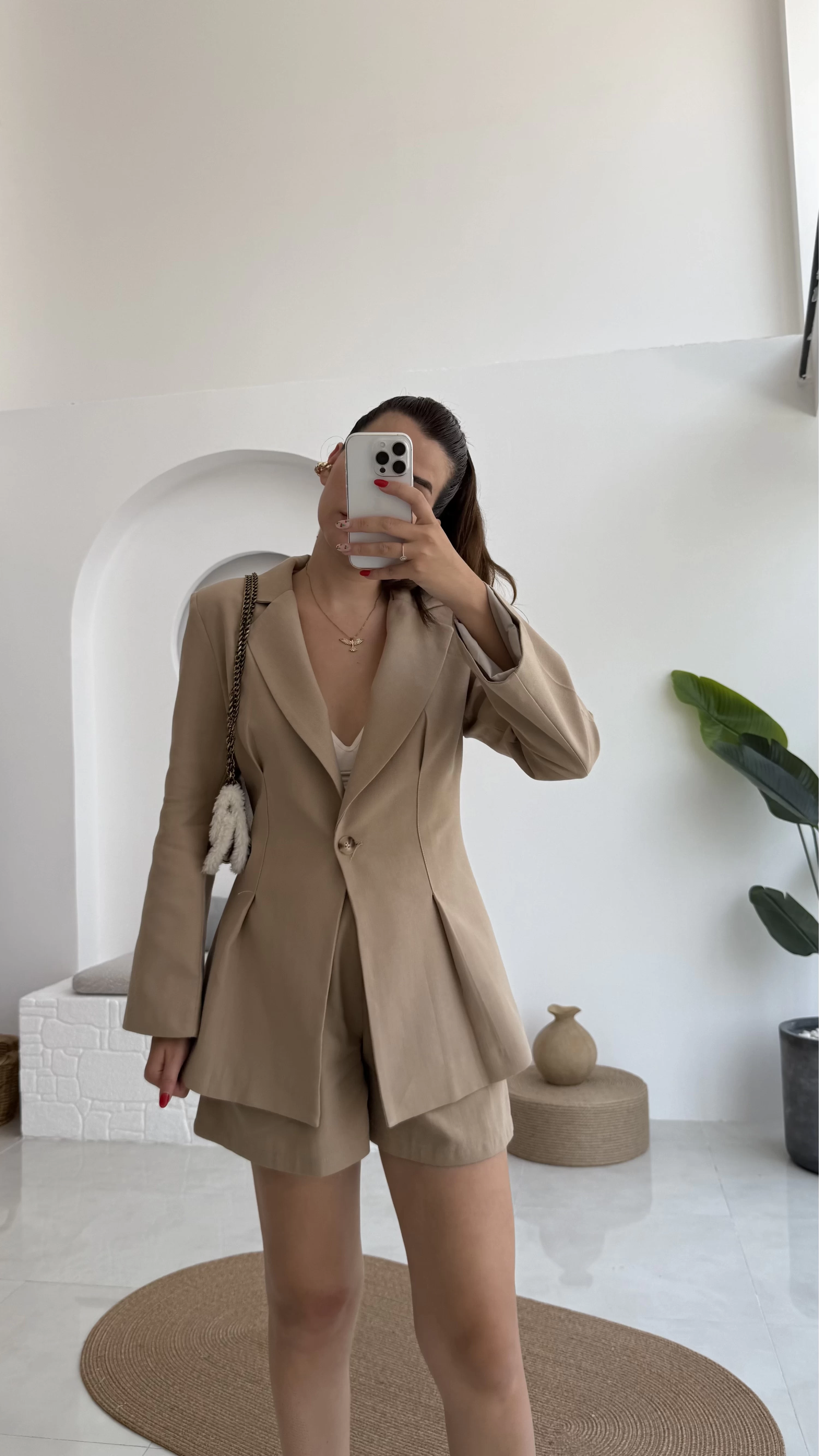 Loli Blazer Ceket Şort Takım - Vizon - 0431