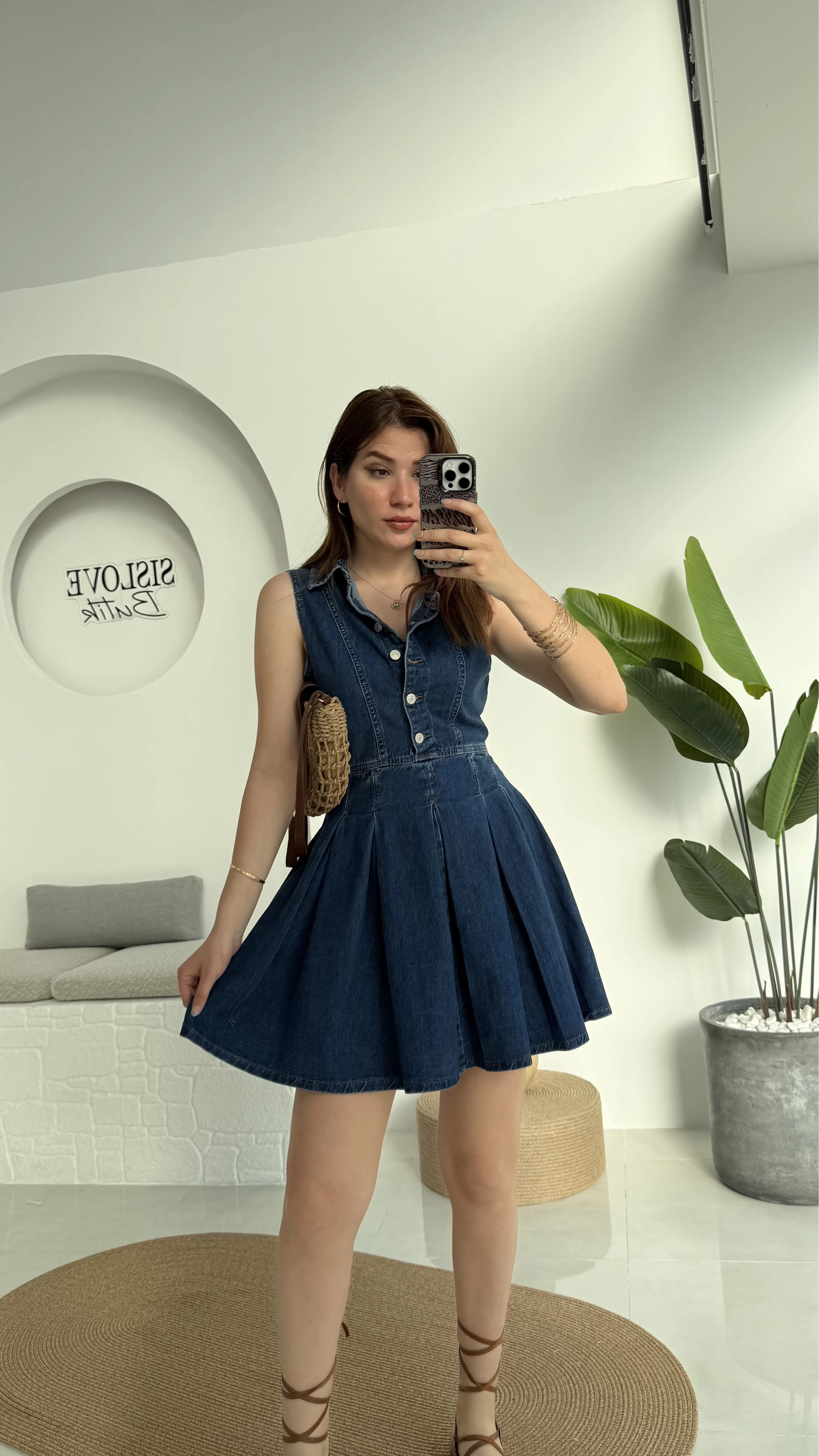 Los Denim Pileli Elbise