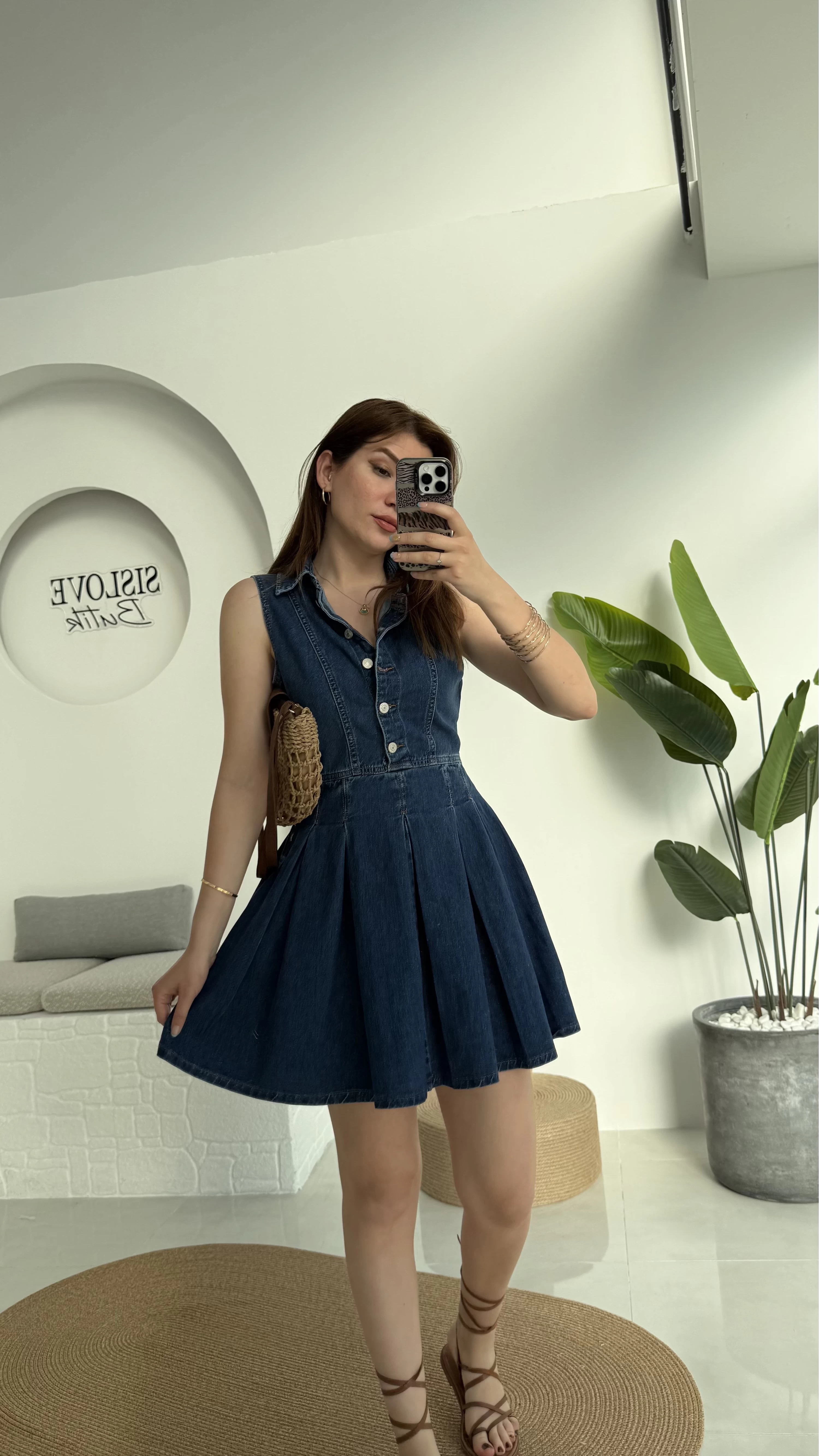 Los Denim Pileli Elbise