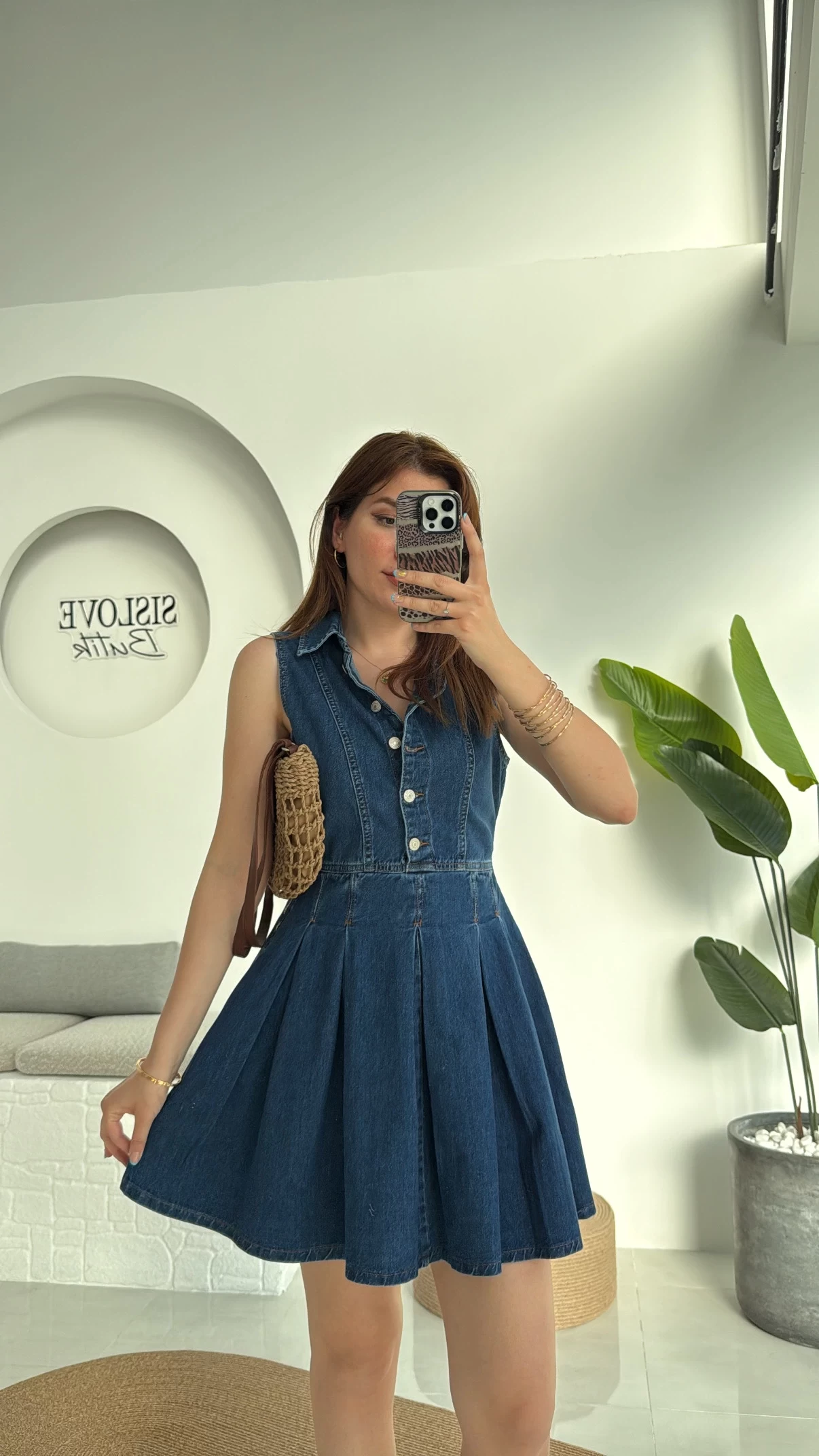 Los Denim Pileli Elbise
