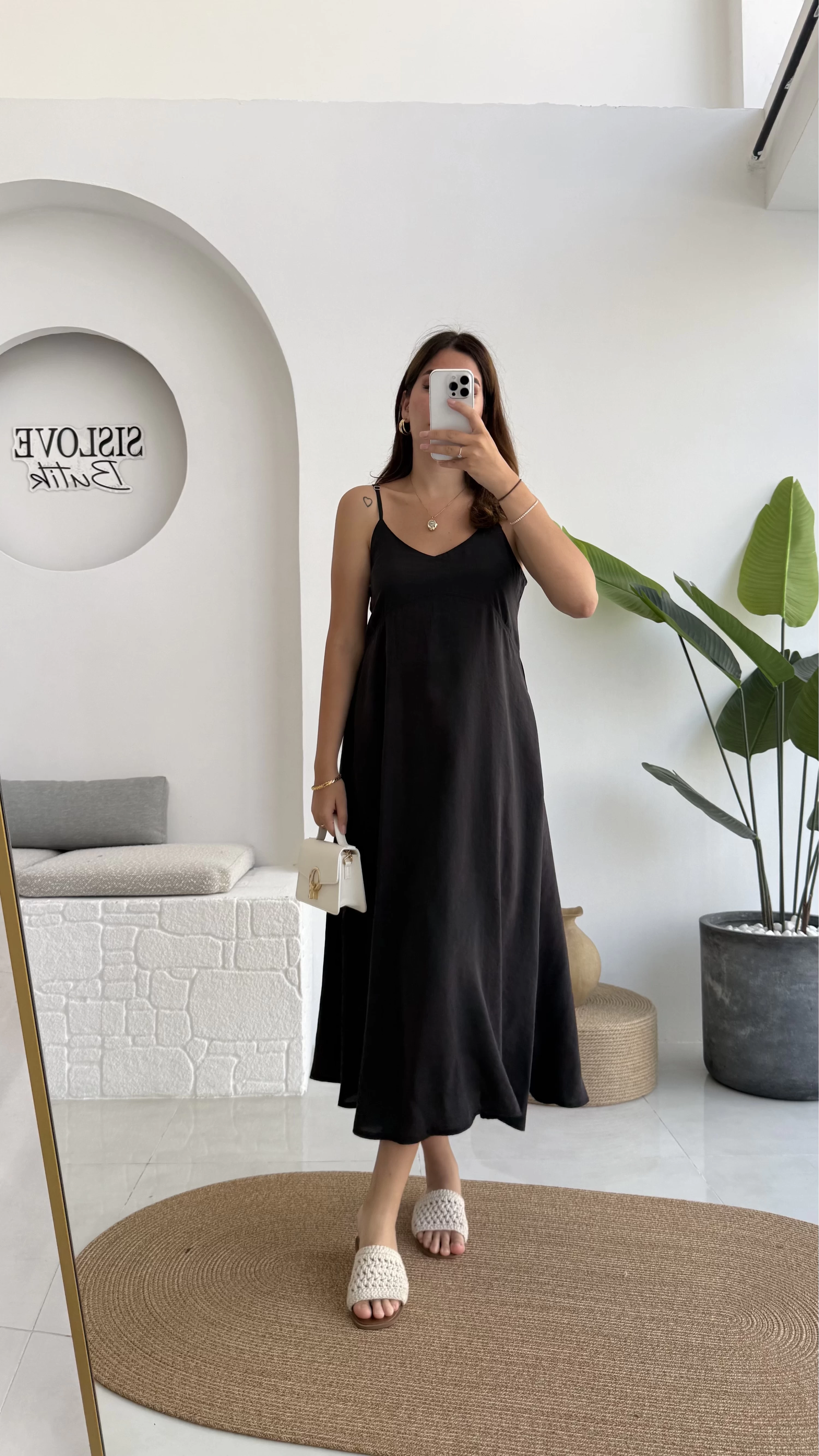 Marien Askılı Modal Elbise - Siyah - Kod: 6020