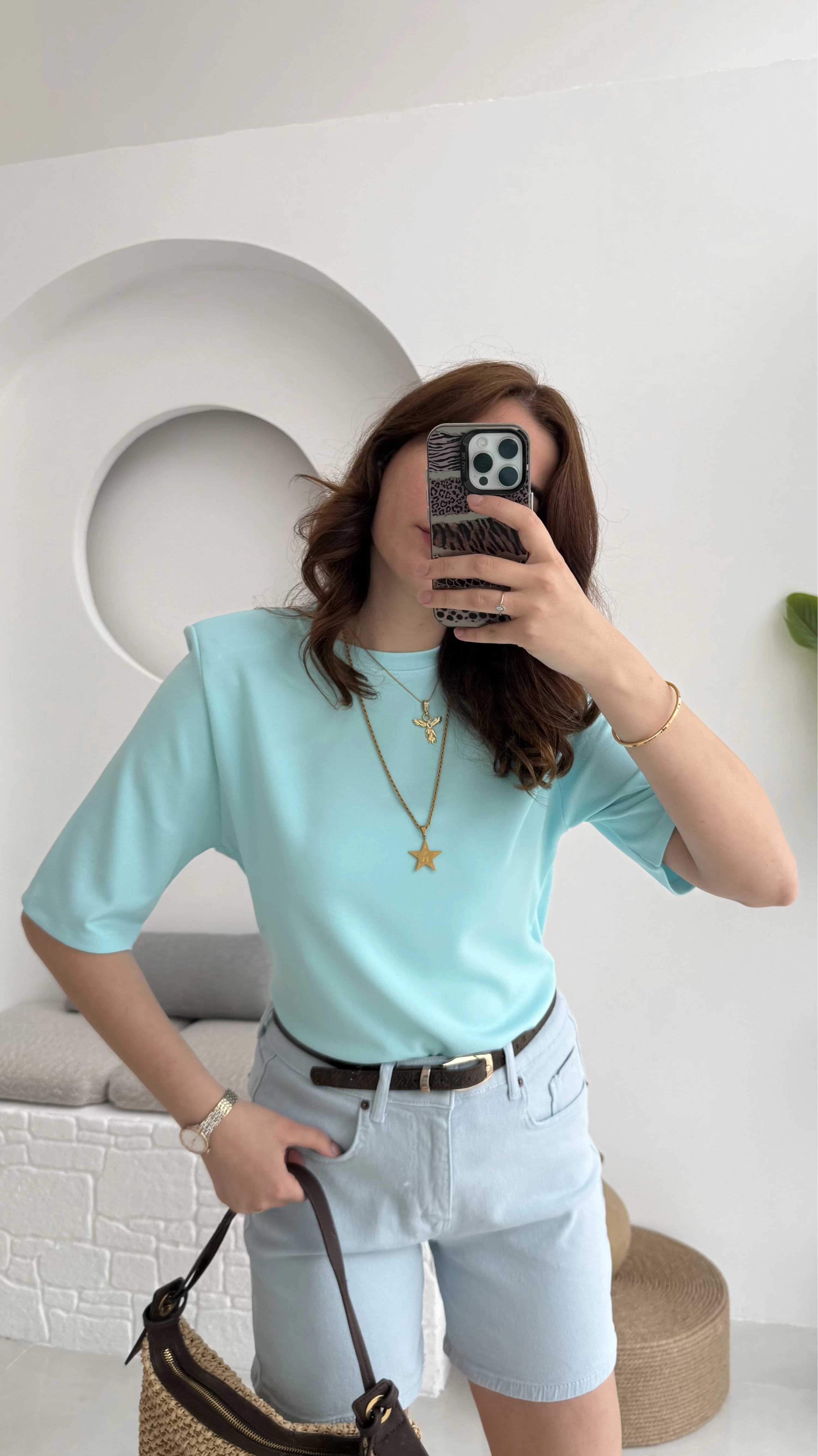 Massi Etiketli Premium Vatkalı T-Shirt Mavi