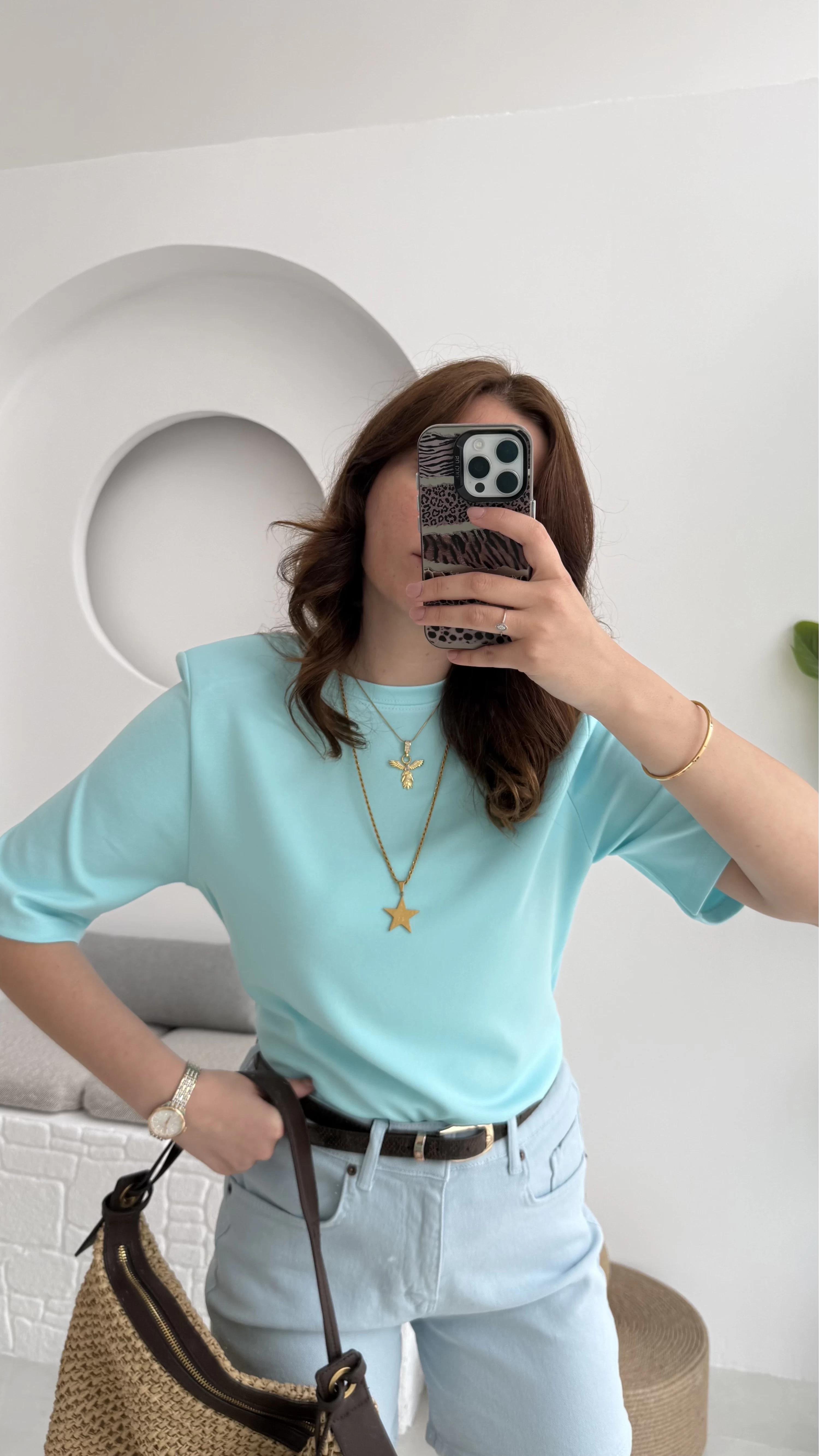 Massi Etiketli Premium Vatkalı T-Shirt Mavi