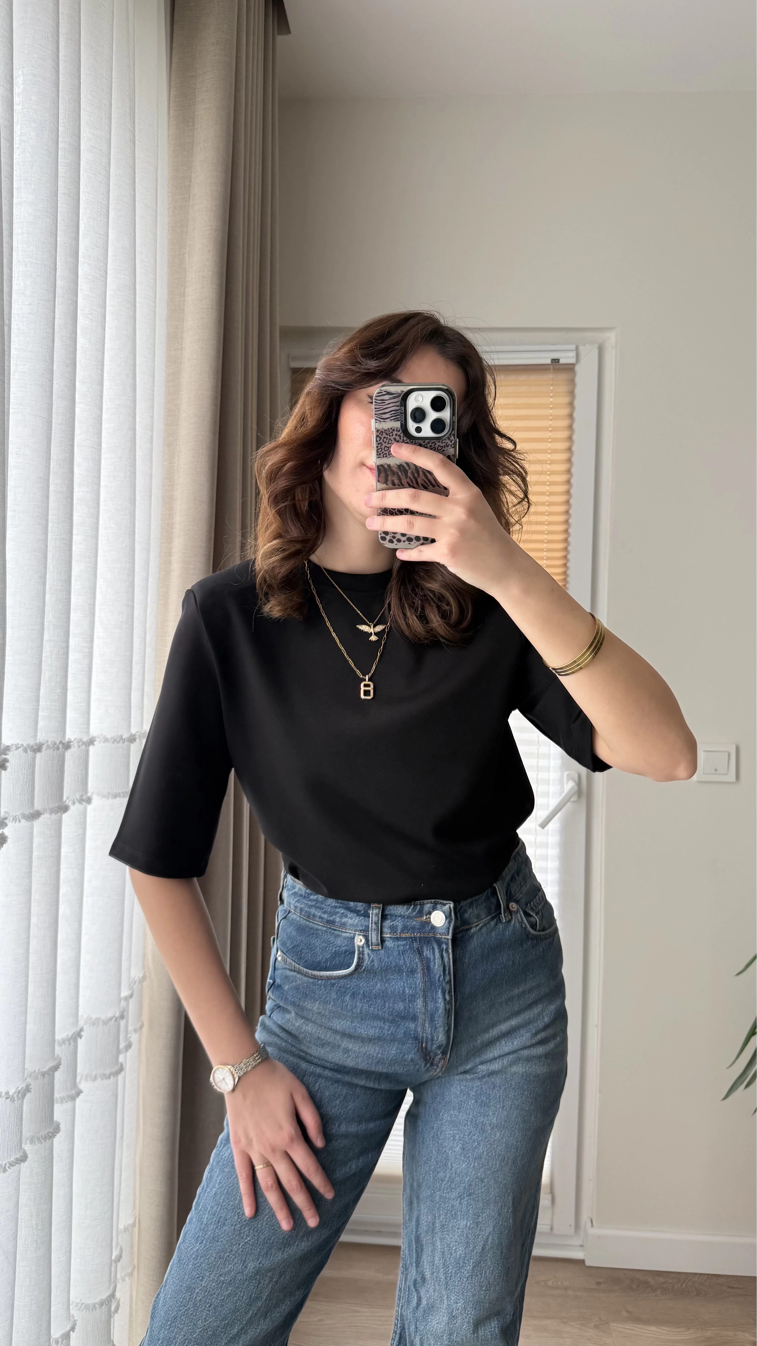 Massi Etiketli Premium Vatkalı T-Shirt Siyah