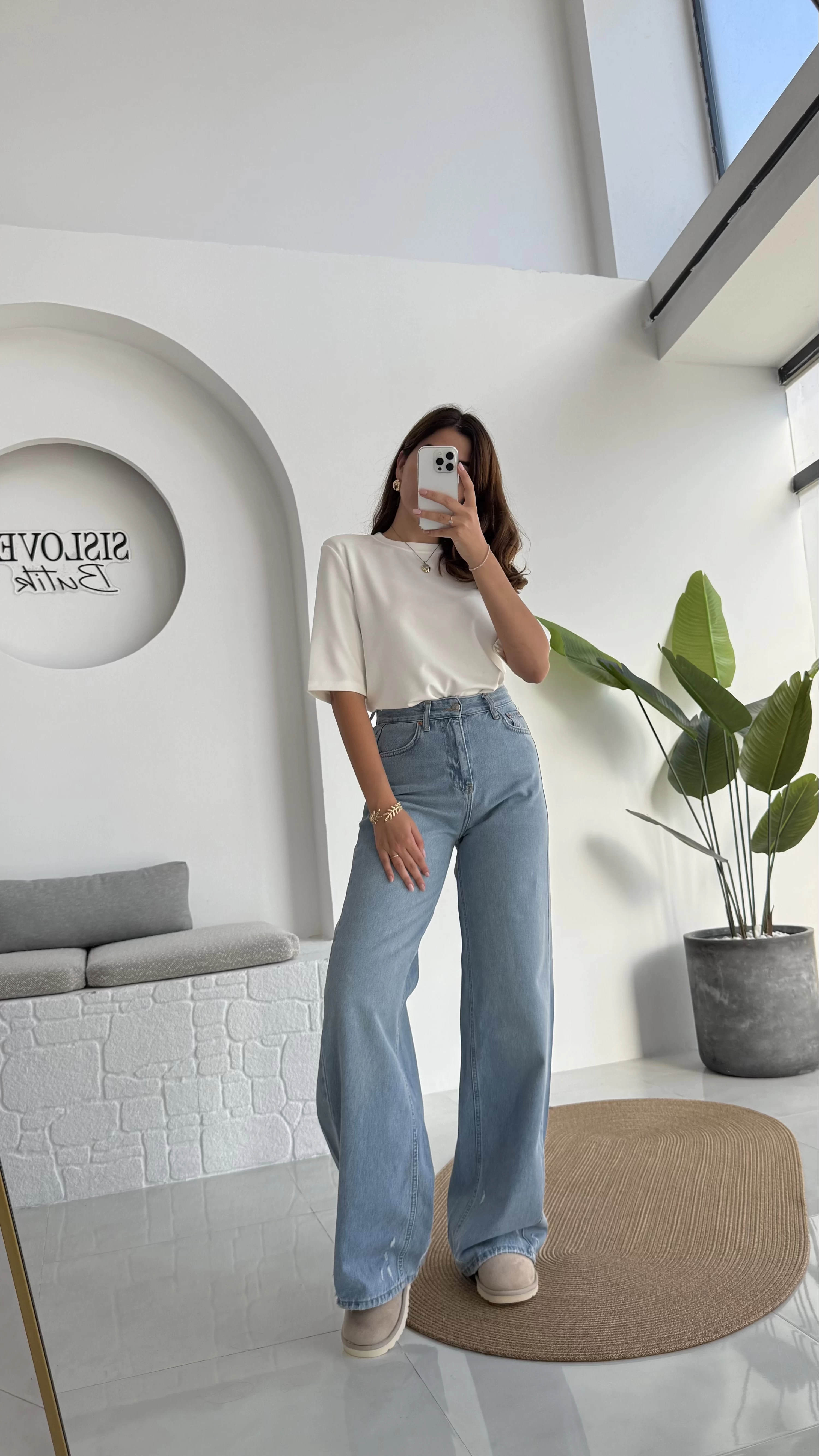 Mavi Yüksel Bel Bol Paça Denim Jean - Kod: 864