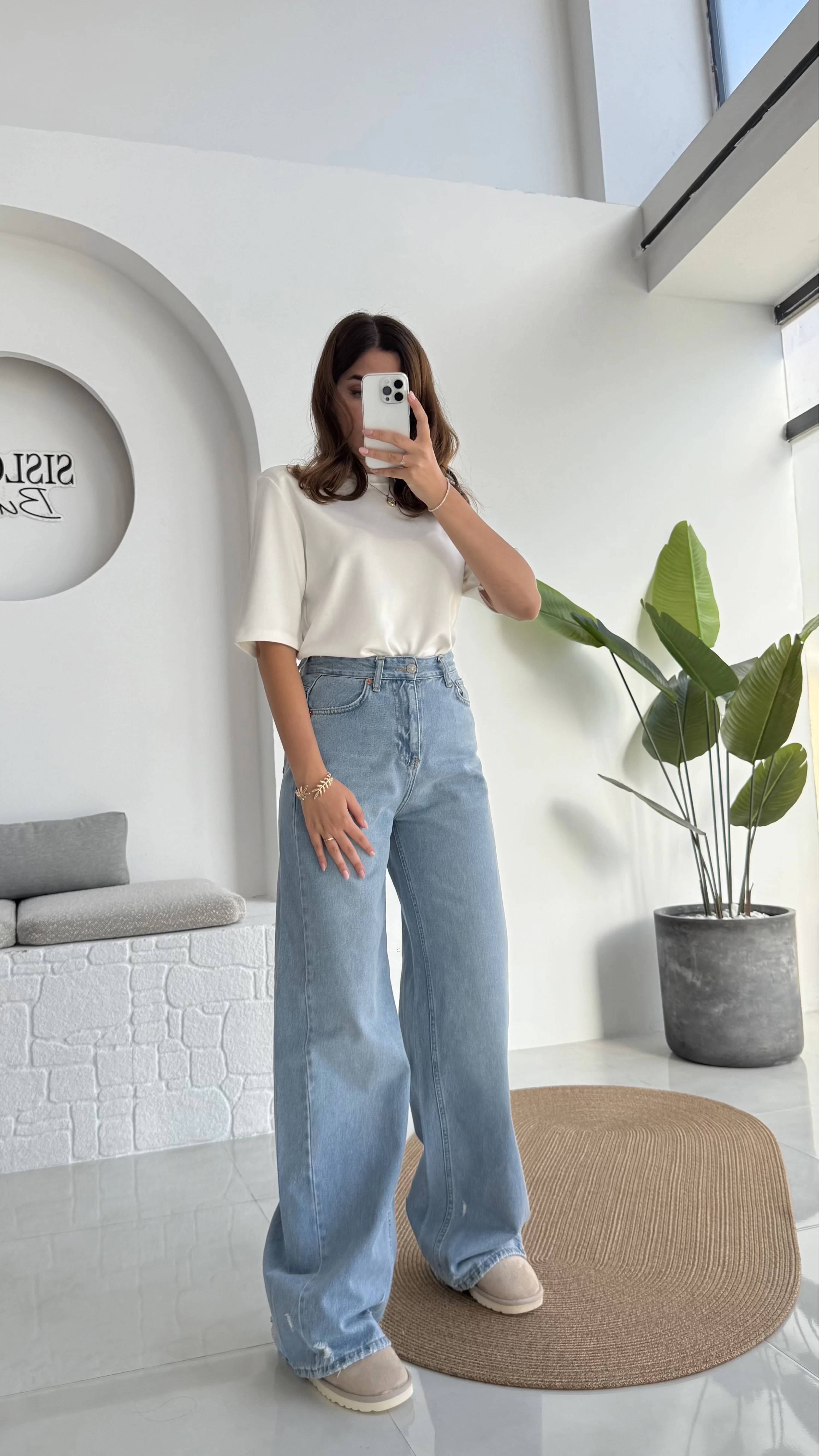 Mavi Yüksel Bel Bol Paça Denim Jean - Kod: 864