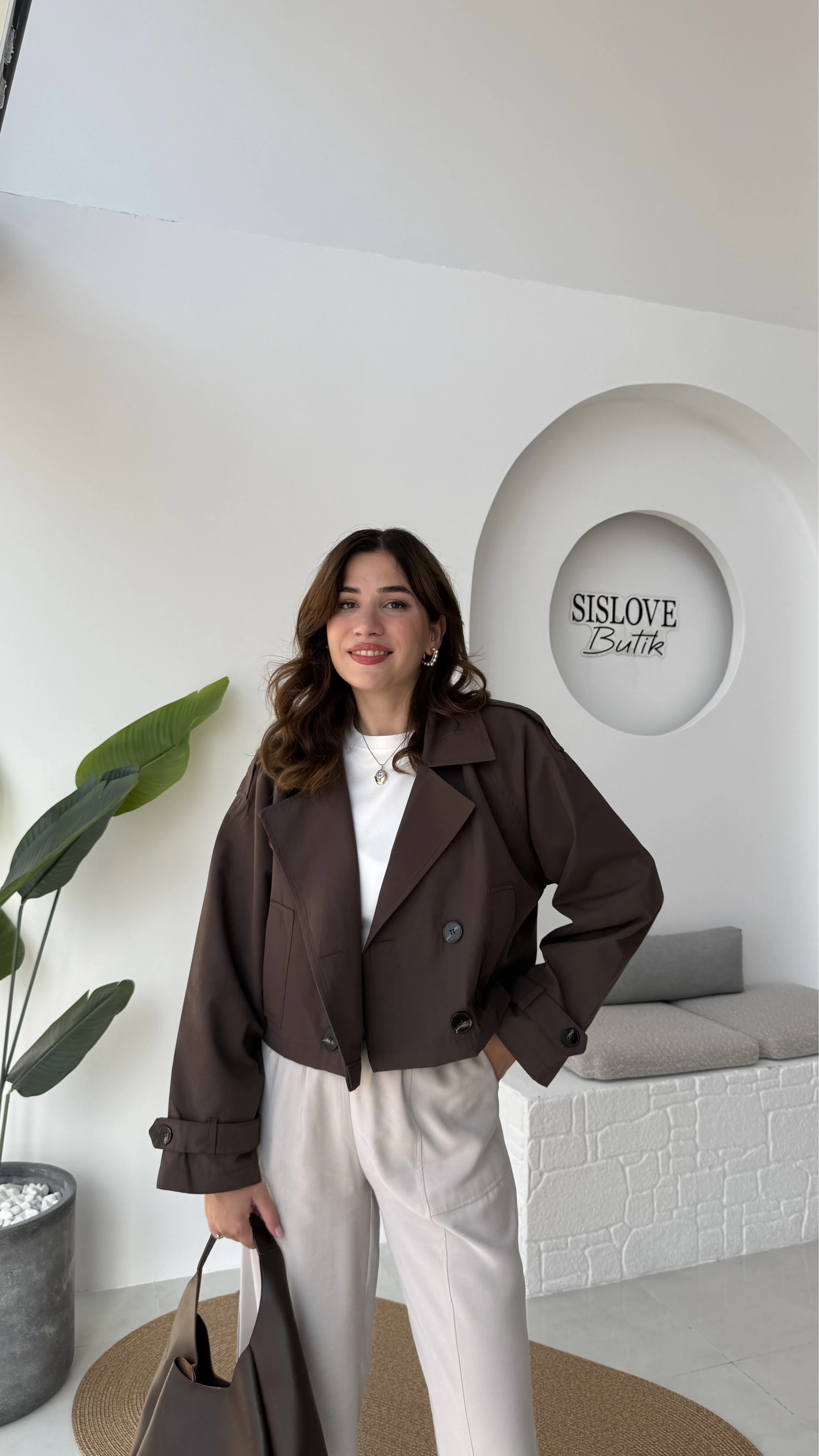 Ön SiPARİŞ Maya Yarım Kruvaze Trençkot - Kahve - Kod: 7529