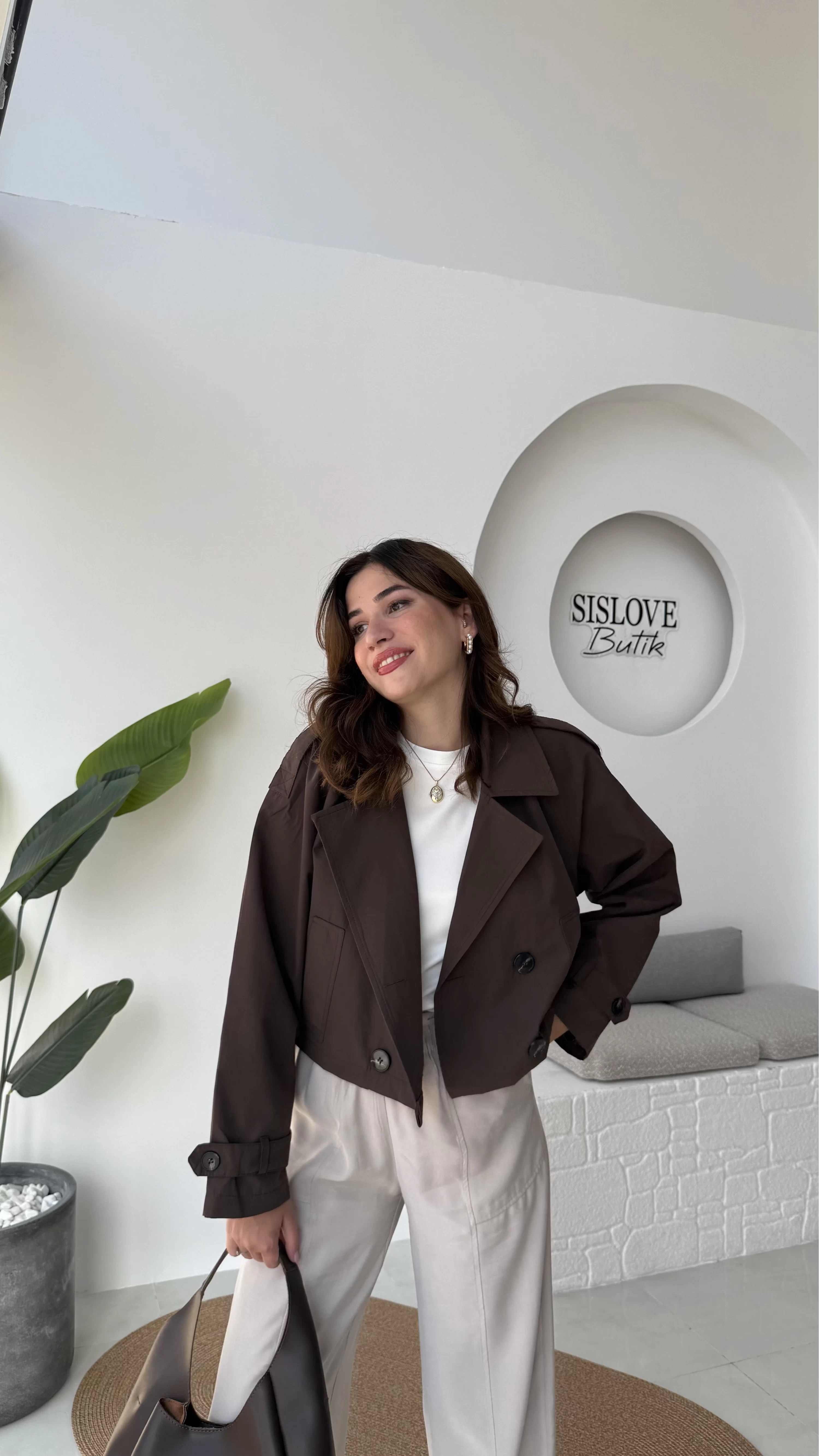 Ön SiPARİŞ Maya Yarım Kruvaze Trençkot - Kahve - Kod: 7529