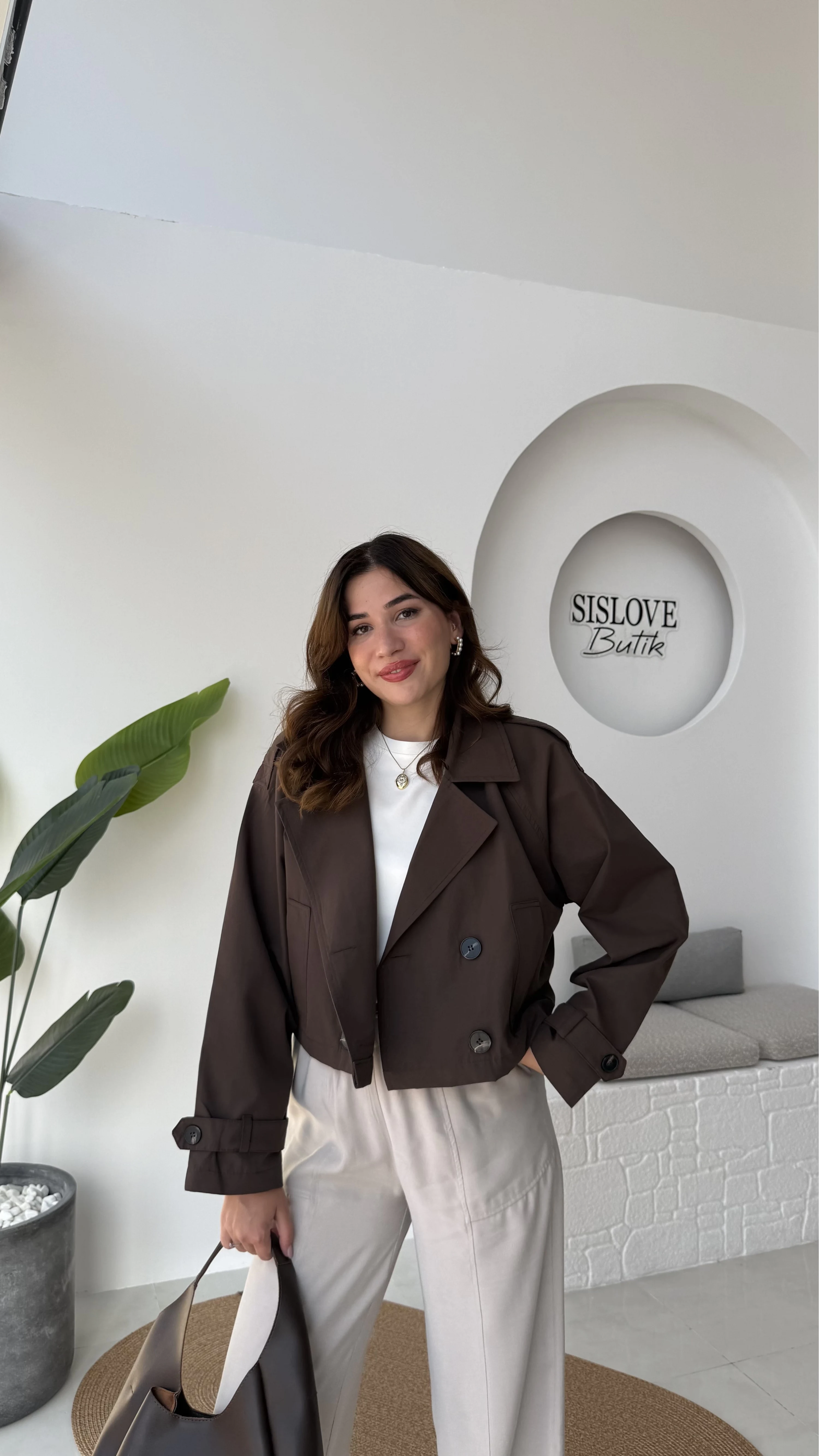 Ön SiPARİŞ Maya Yarım Kruvaze Trençkot - Kahve - Kod: 7529