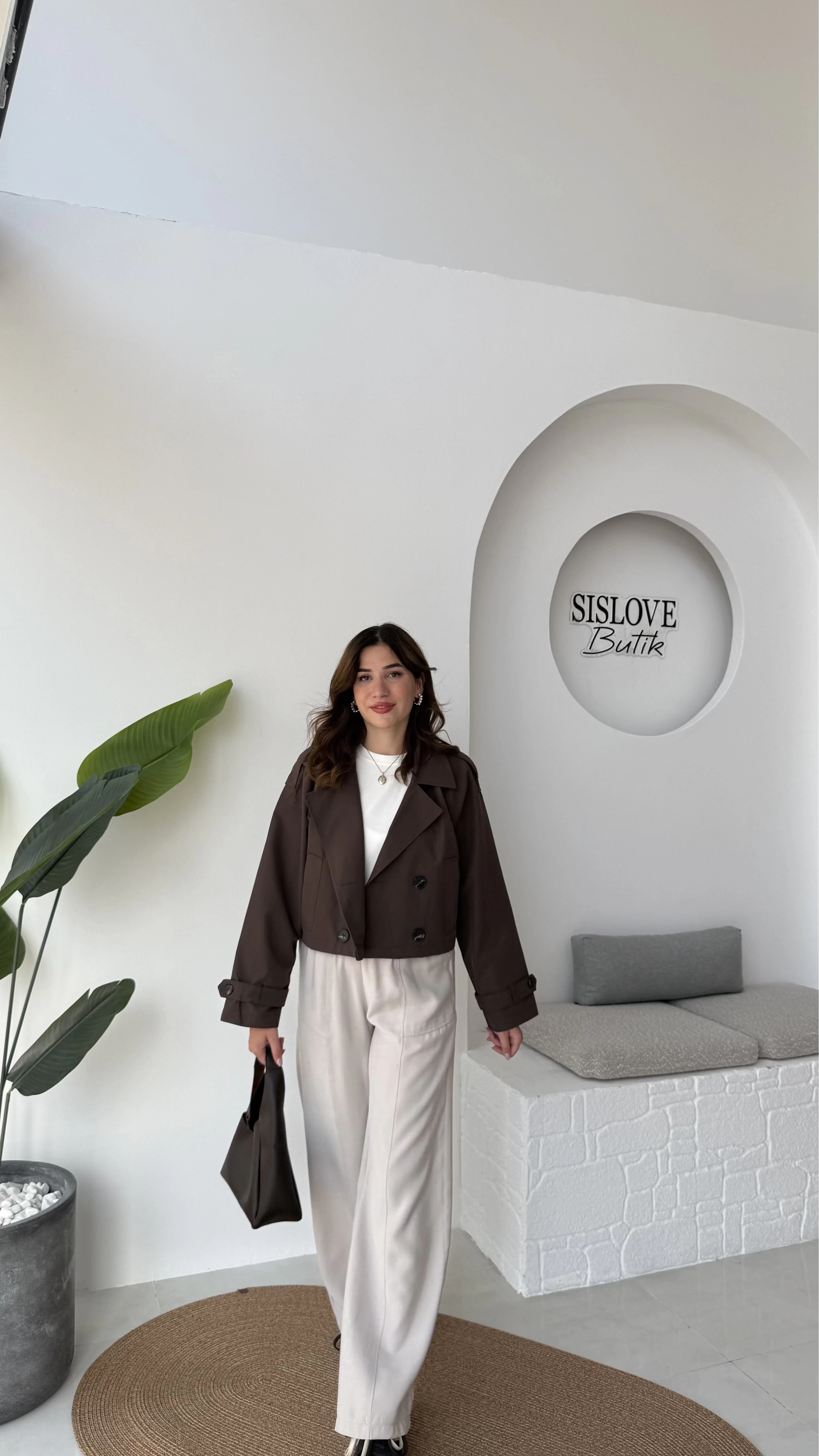 Ön SiPARİŞ Maya Yarım Kruvaze Trençkot - Kahve - Kod: 7529