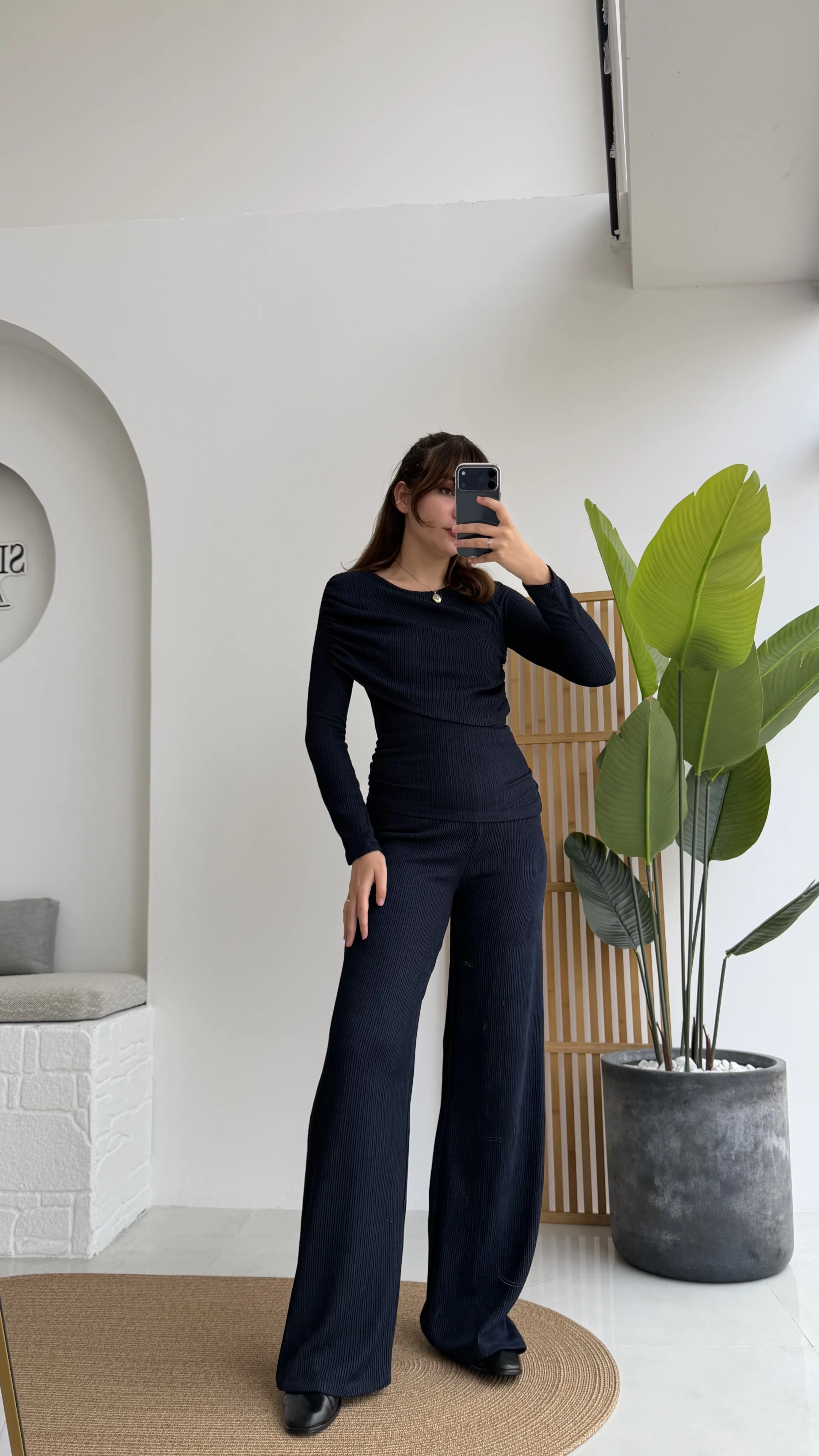 Melanie Fitilli Bluz Pantolon Takım - Lacivert