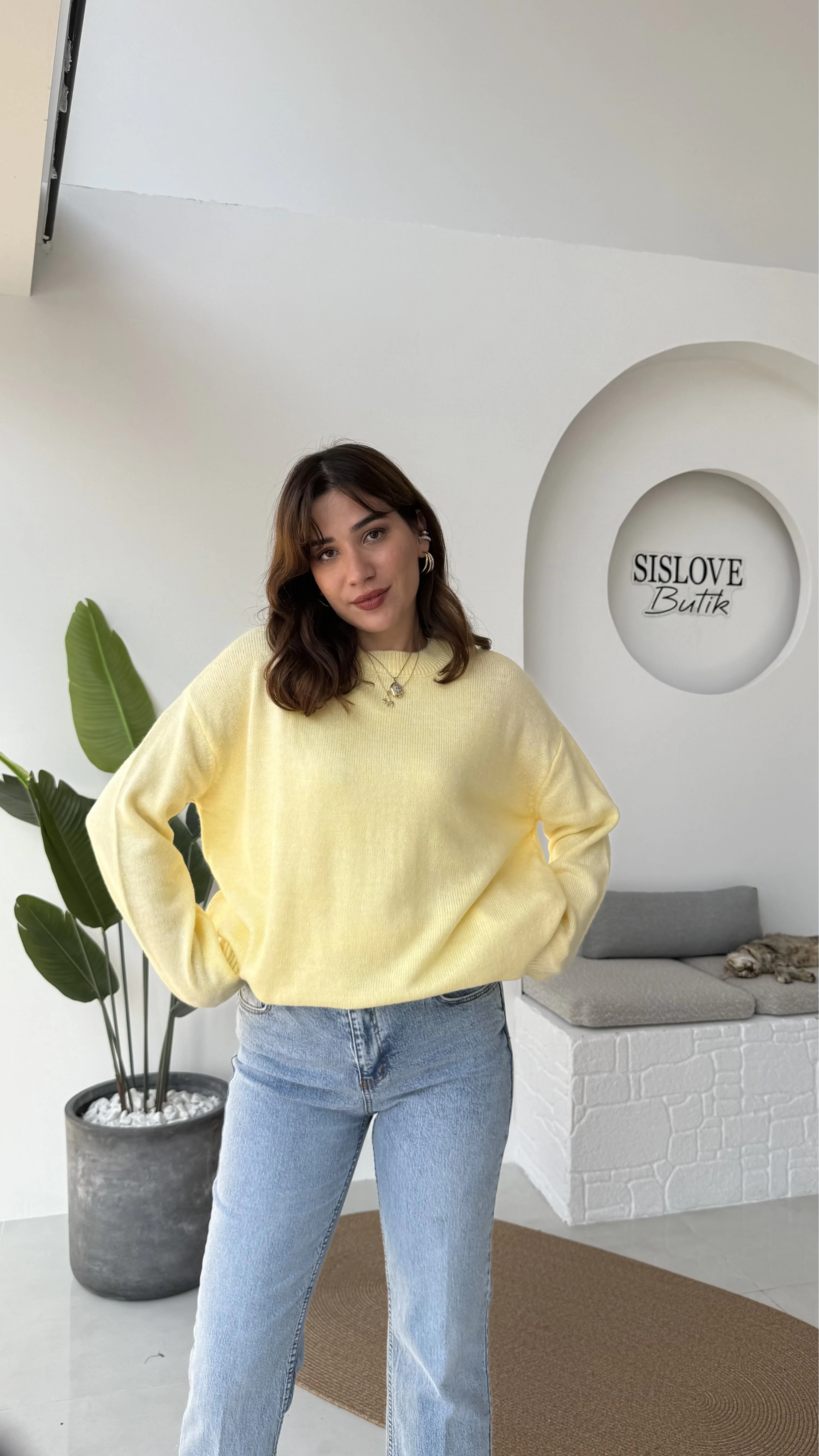Mia Bisiklet Yaka Kazak - Sarı