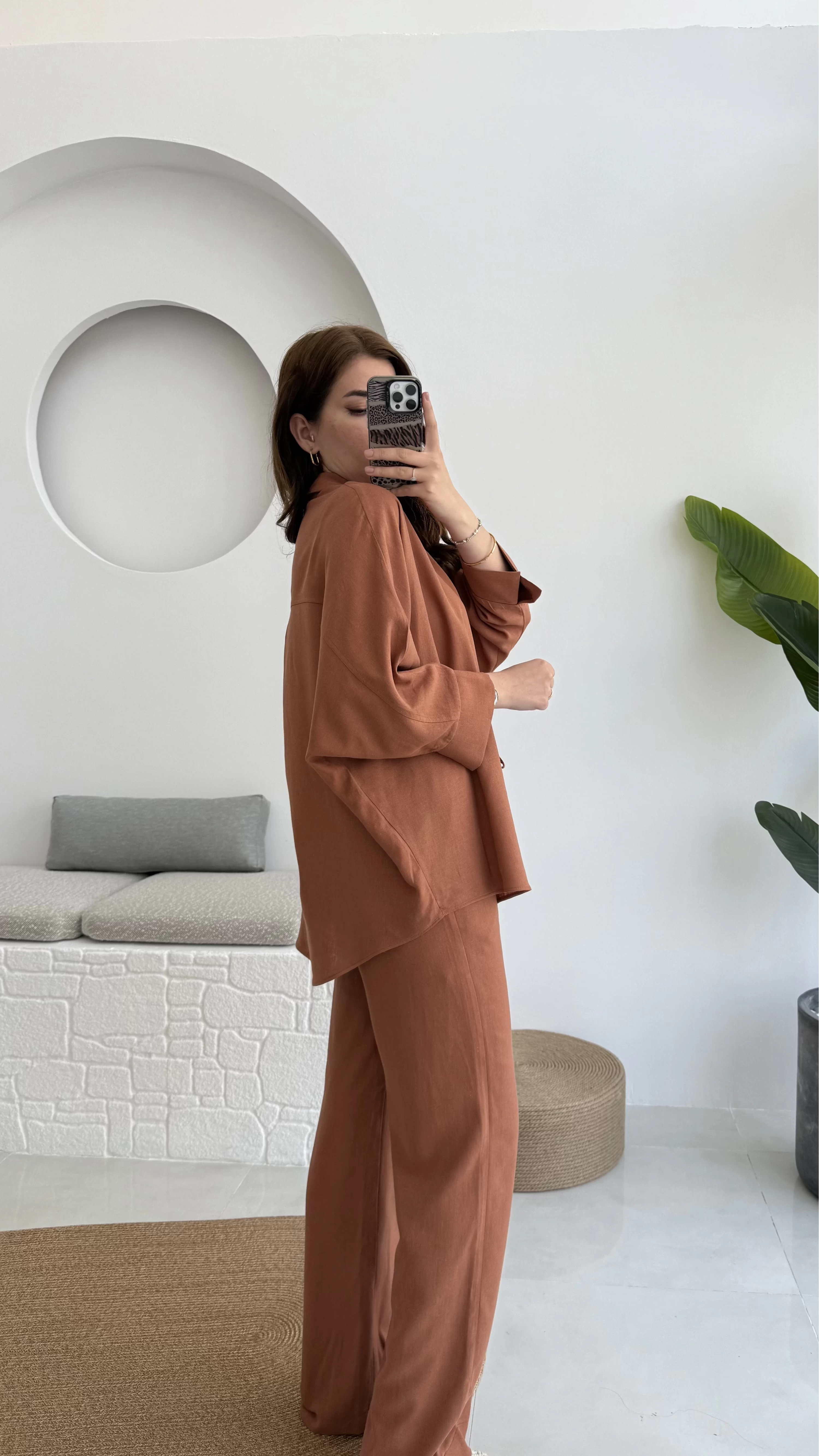 Mirabella Gömlek Pantolon Takım Kiremit - 8674