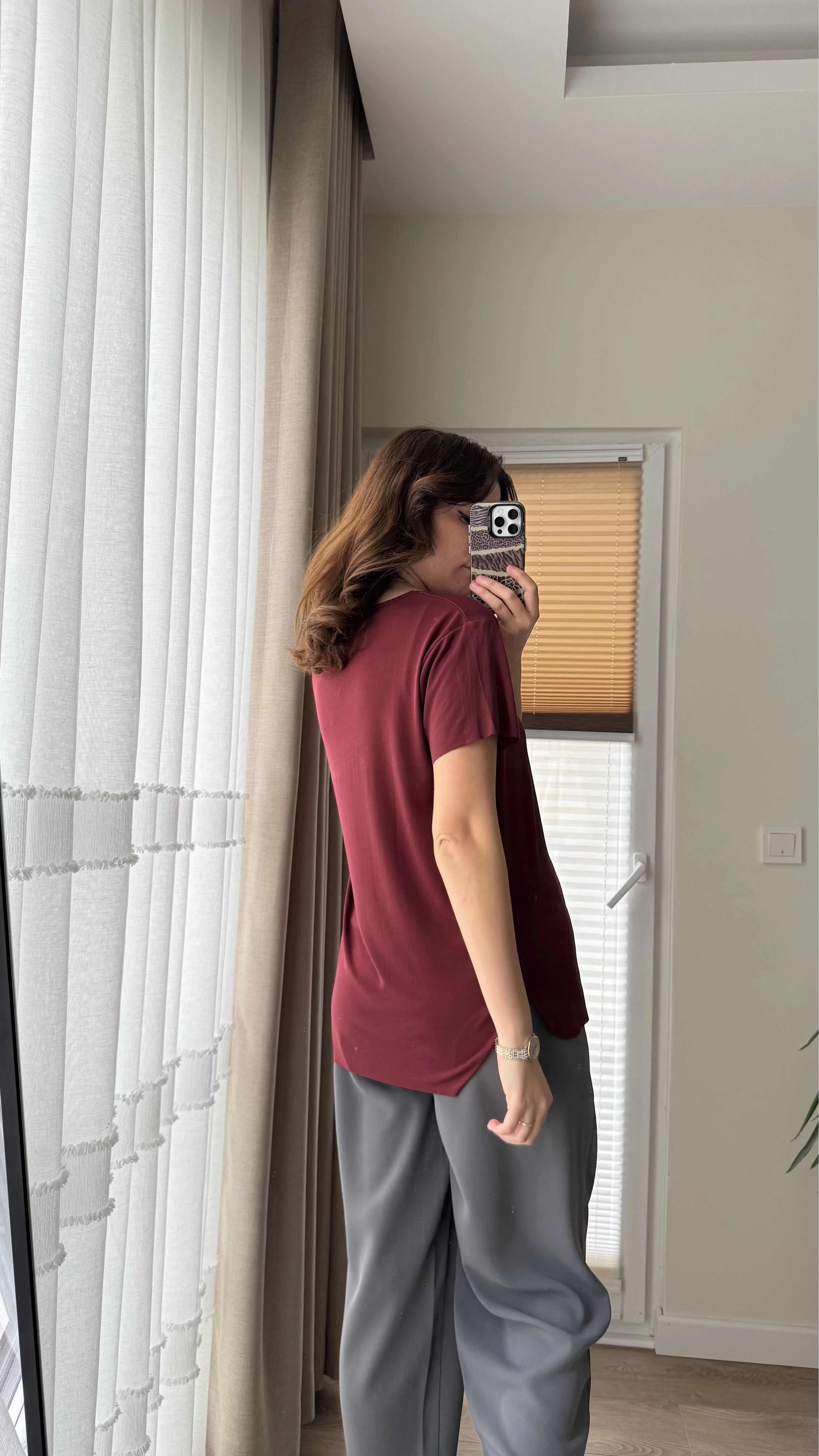 Modal Oys Etiketli V Yaka T-Shirt Bordo