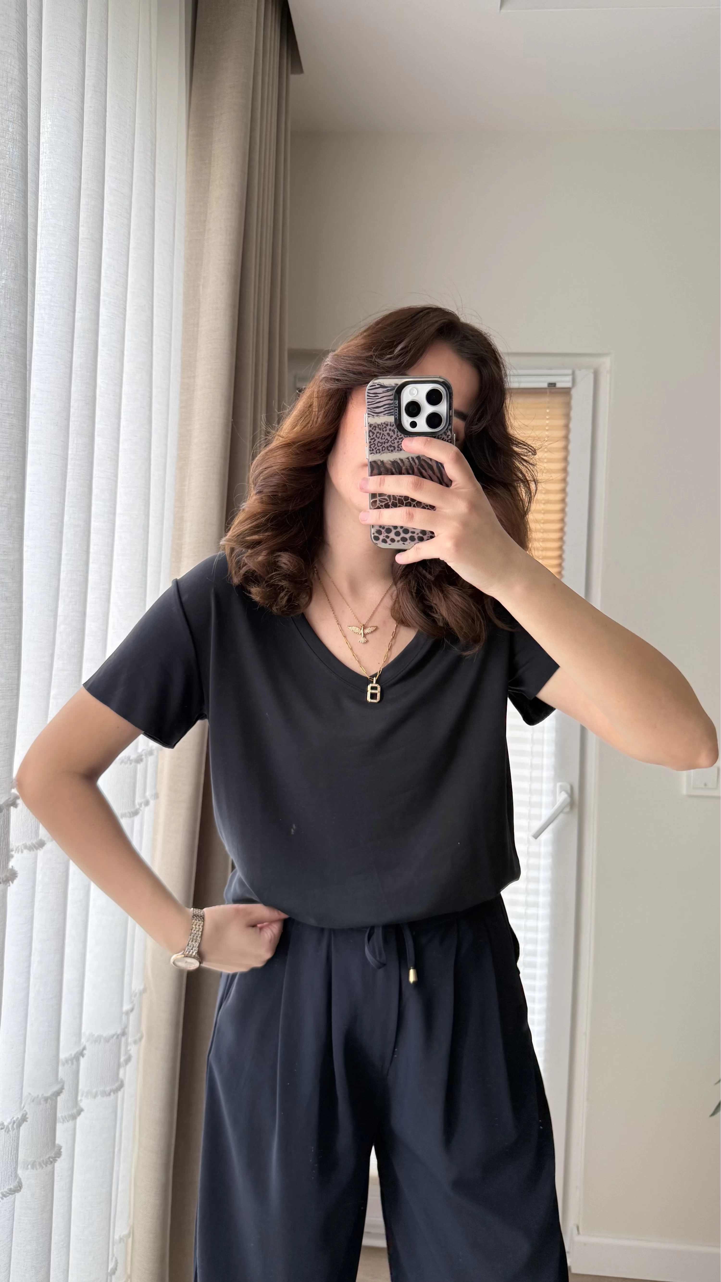 Modal Oys Etiketli V Yaka T-Shirt Küllü Siyah