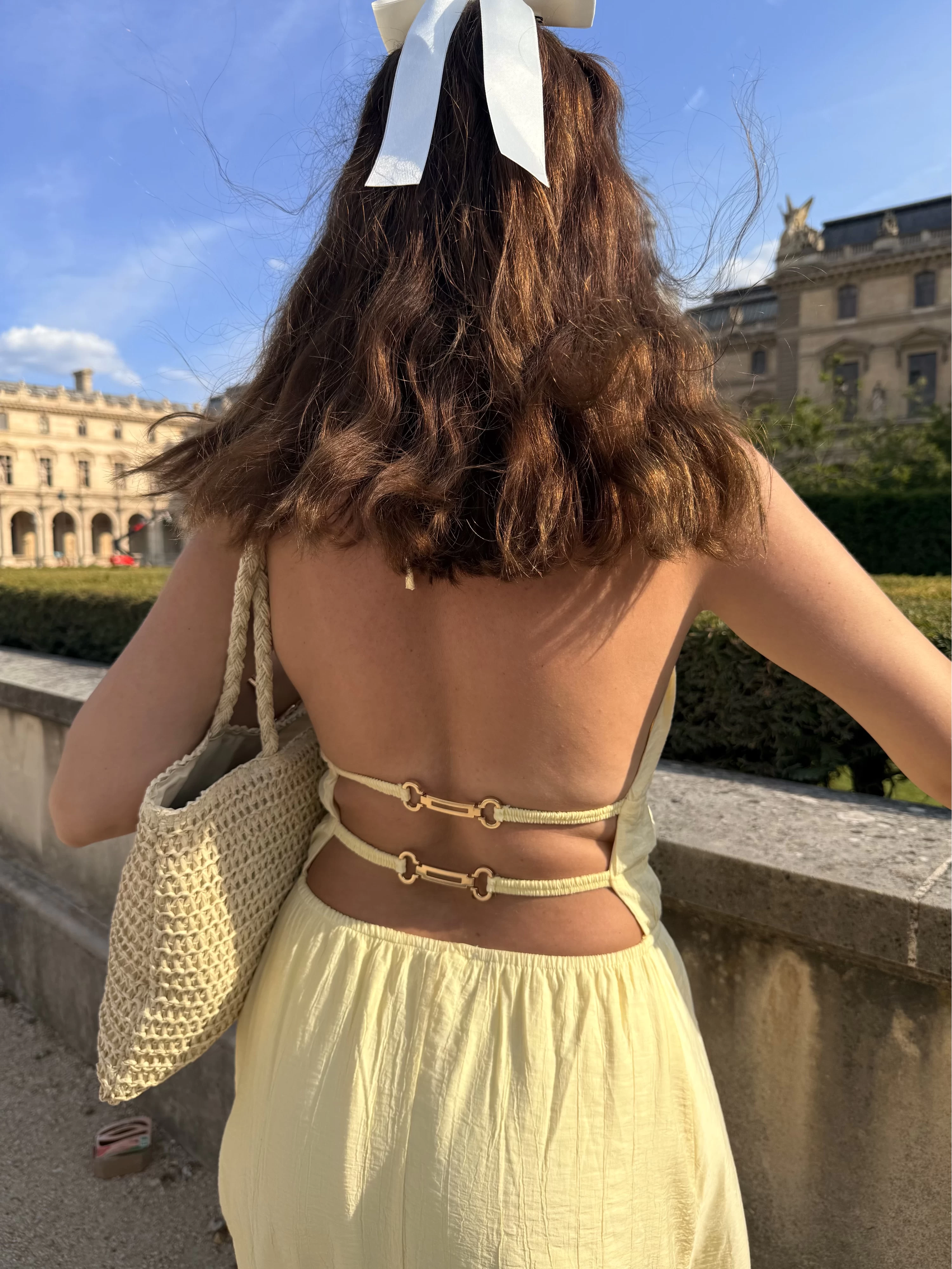 More Paris Sarı Sırt Detay Elbise