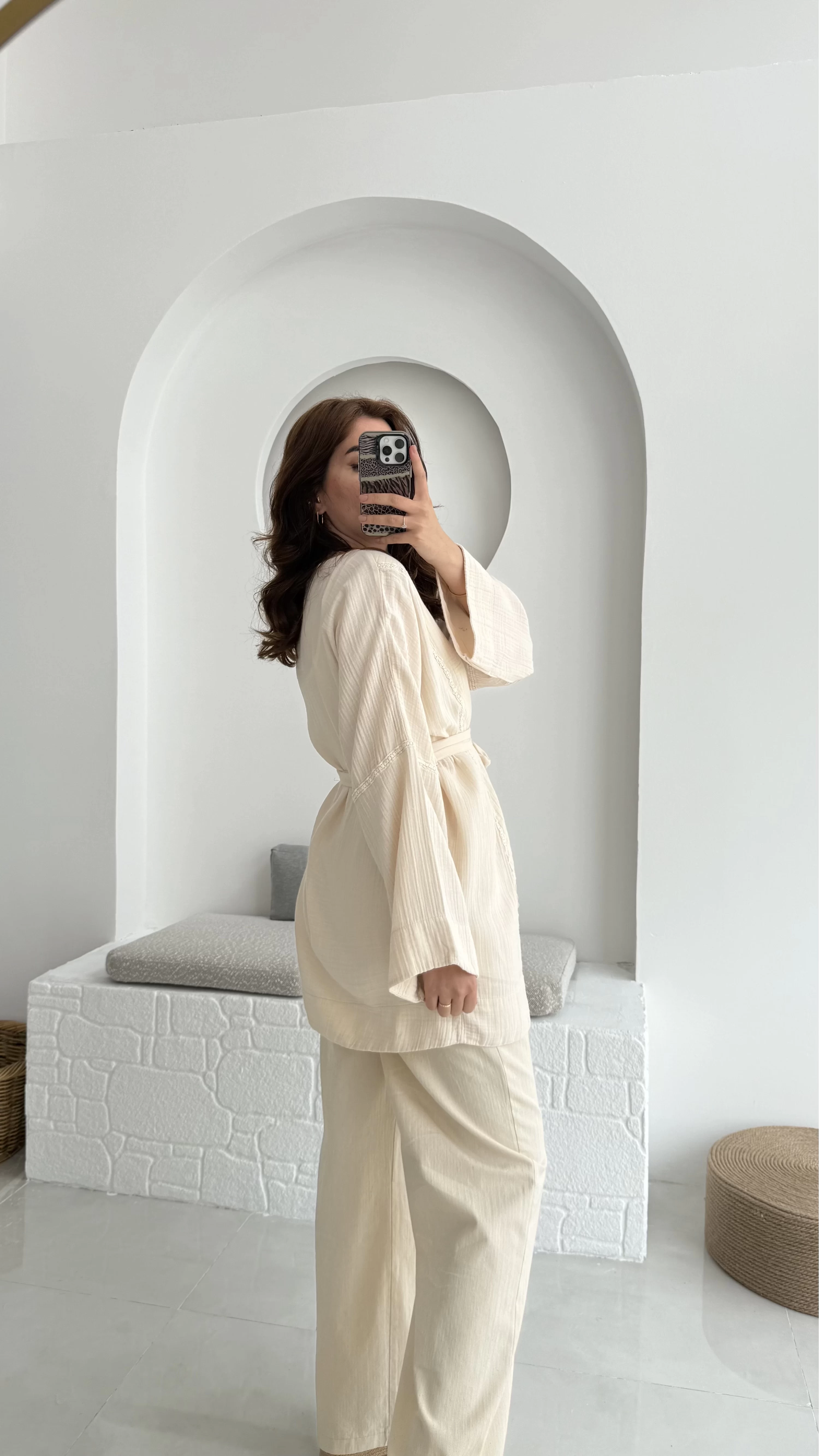 Müslin Kumaş Kimono Kırık Taş - 7011